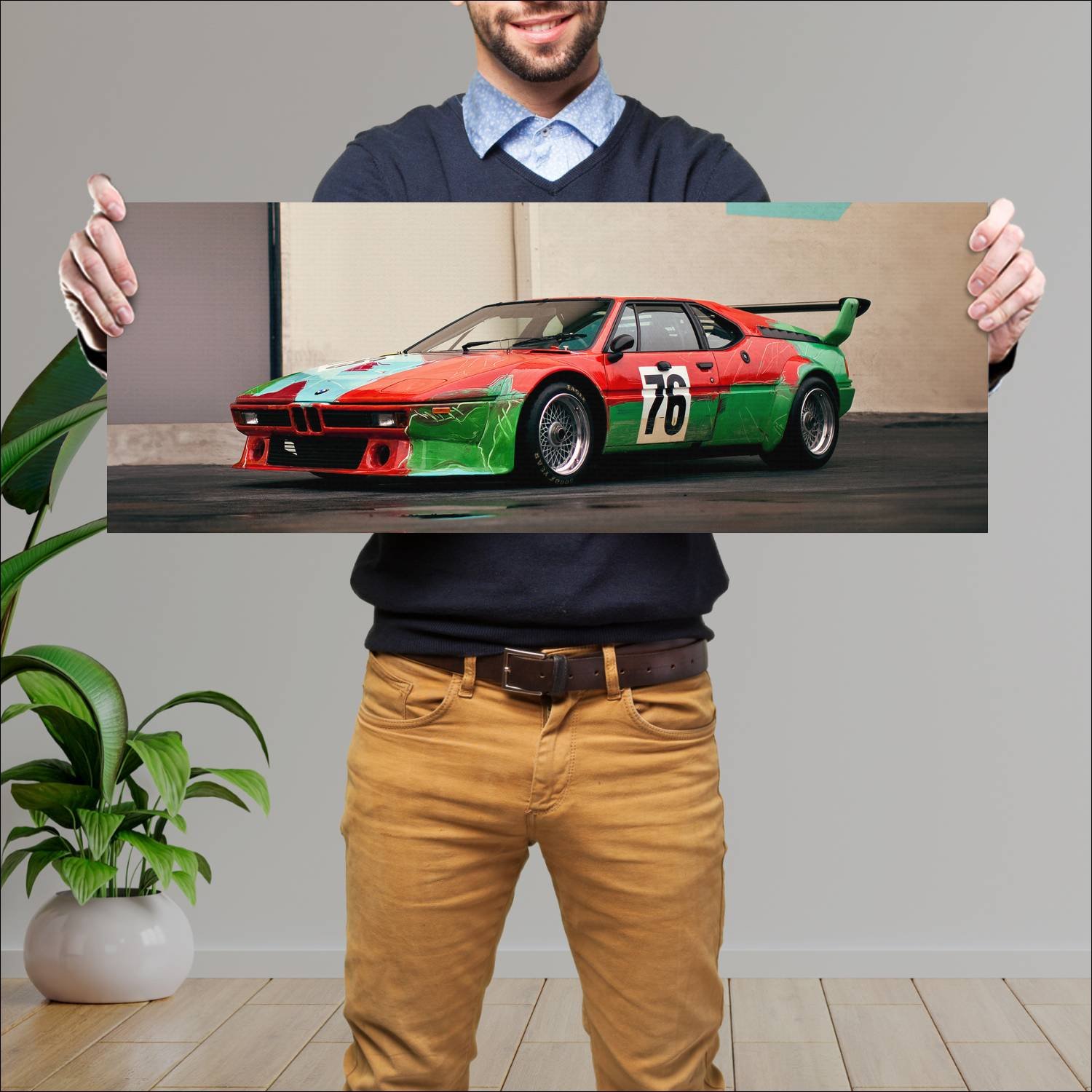 Cuadro grande 30x80cm 1979 bmw m1 group 4 art car 57 Bmw