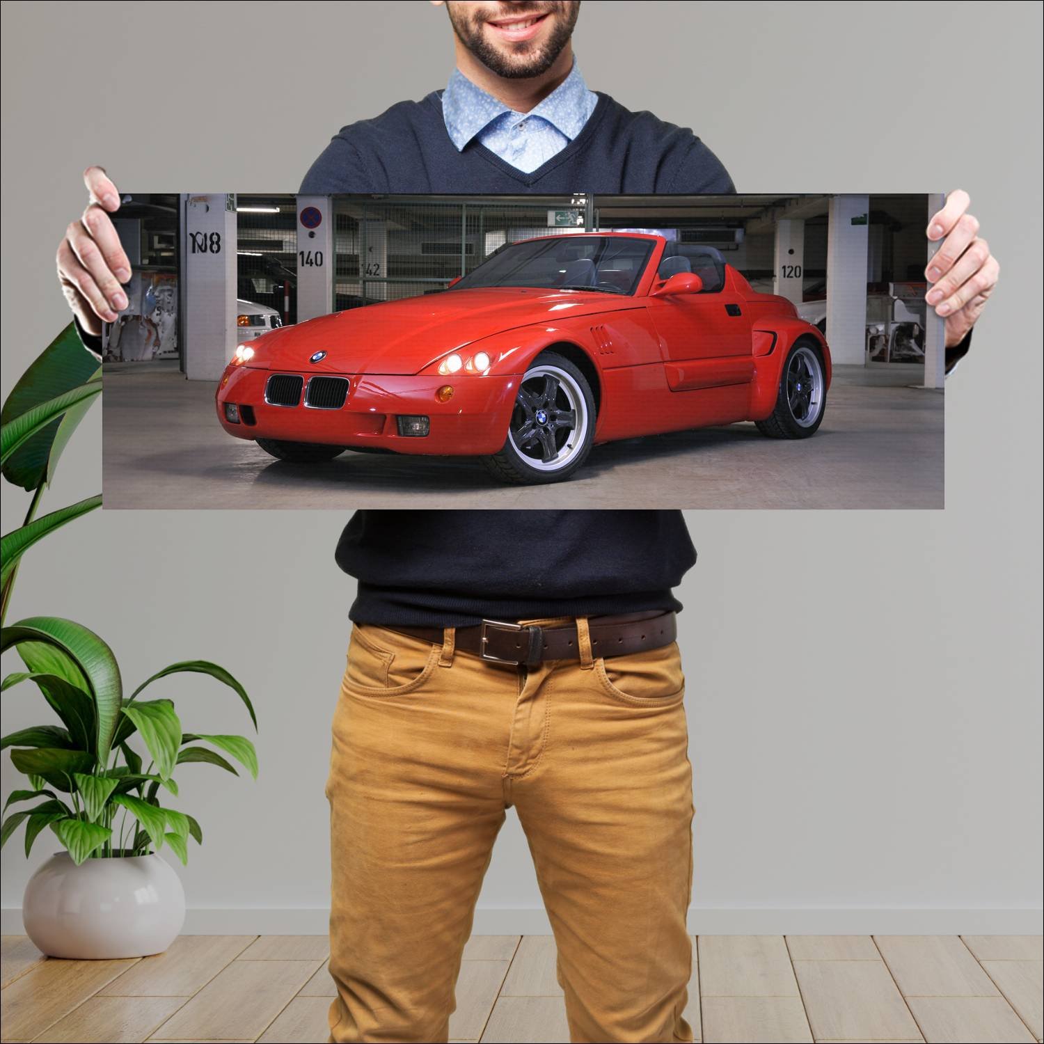 Cuadro grande 30x80cm 1990 bmw ur roadster auto 141 Bmw