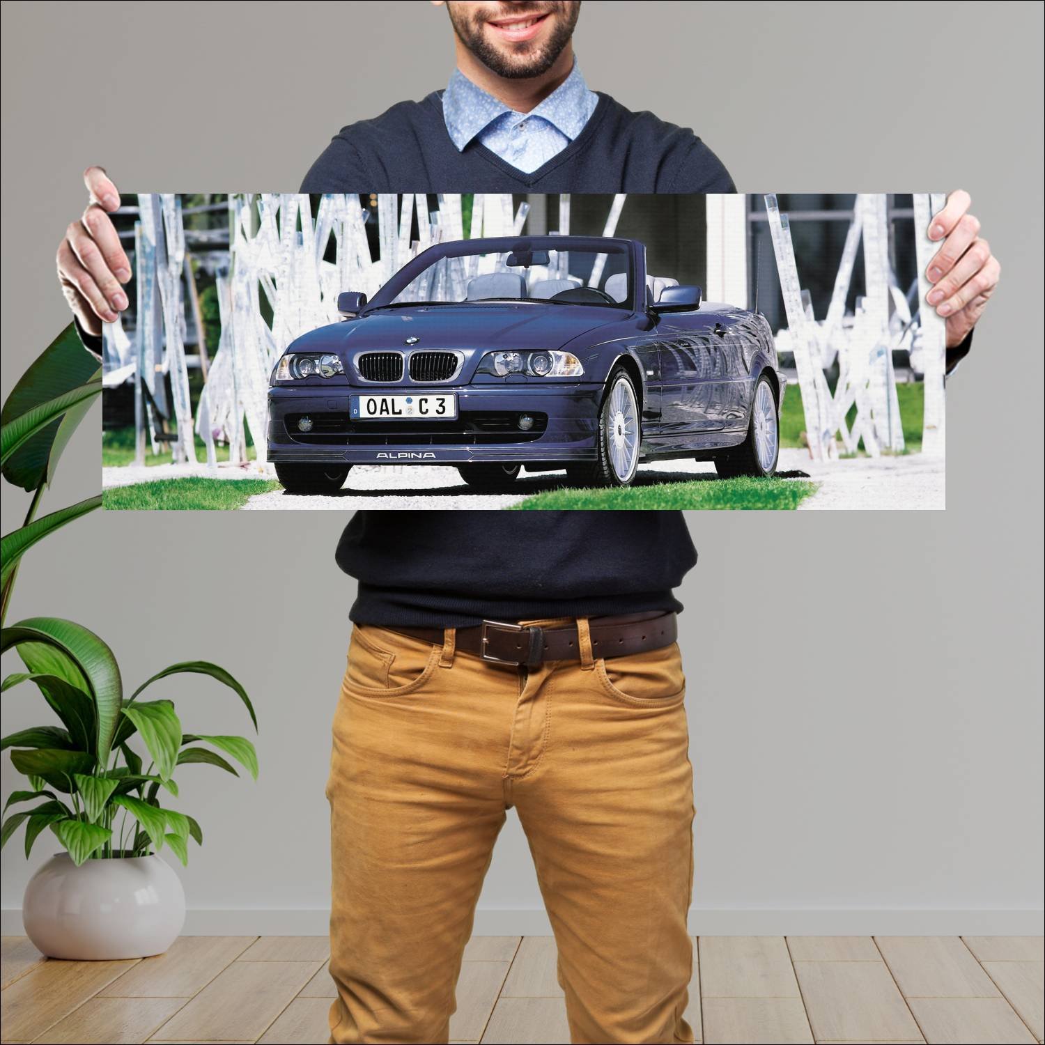 Cuadro grande 30x80cm 1999 alpina b3 cabrio auto 207 Bmw