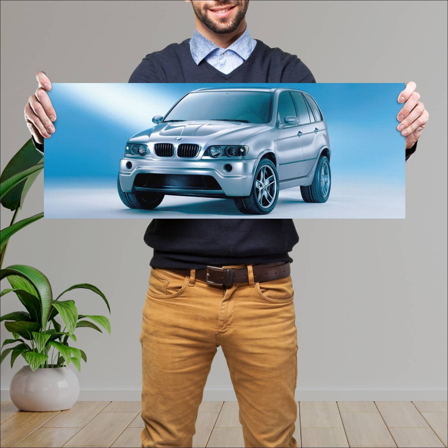 Cuadro grande 30x80cm 2000 bmw x5 le mans auto 241 Bmw