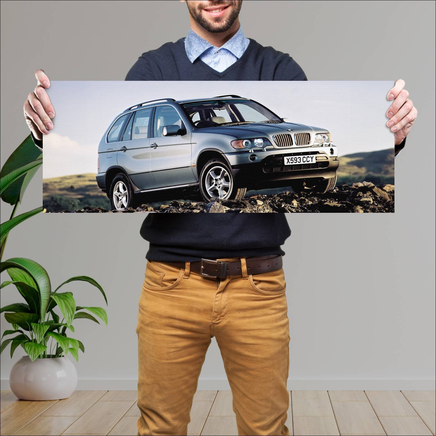Cuadro grande 30x80cm 2000 bmw x5 uk auto 242 Bmw
