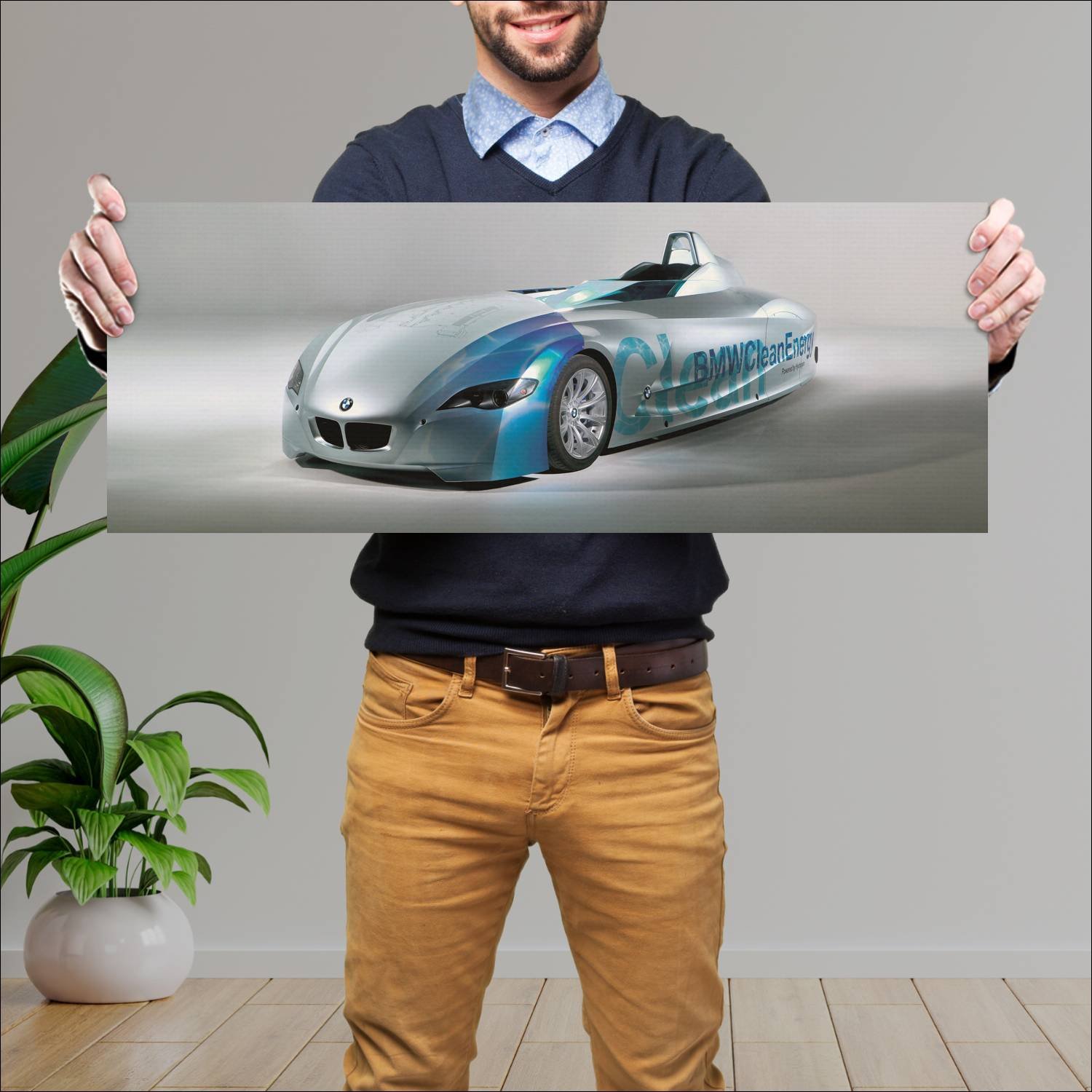 Cuadro grande 30x80cm 2004 bmw h2r auto 373 Bmw