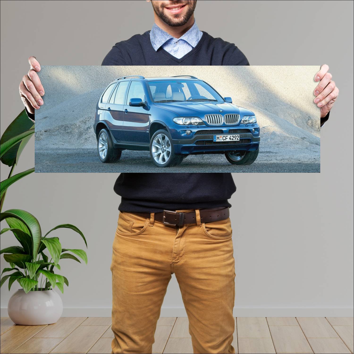 Cuadro grande 30x80cm 2004 bmw x5 sport auto 382 Bmw
