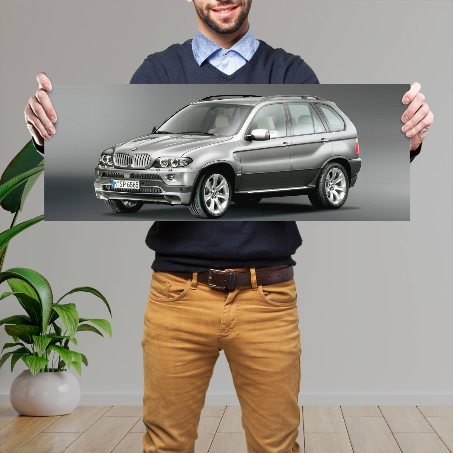 Cuadro grande 30x80cm 2004 bmw x5 sport auto 383 Bmw