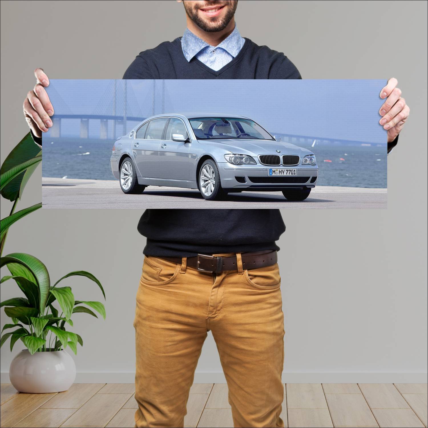 Cuadro grande 30x80cm 2006 bmw hydrogen 7 lwb Bmw