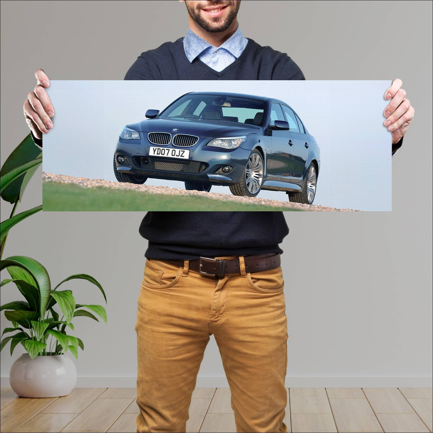 Cuadro grande 30x80cm 2007 bmw 5 series m sport uk 513 Bmw