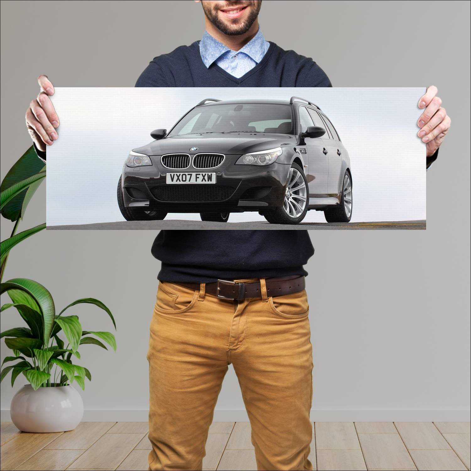 Cuadro grande 30x80cm 2007 bmw m5 touring uk auto 542 Bmw