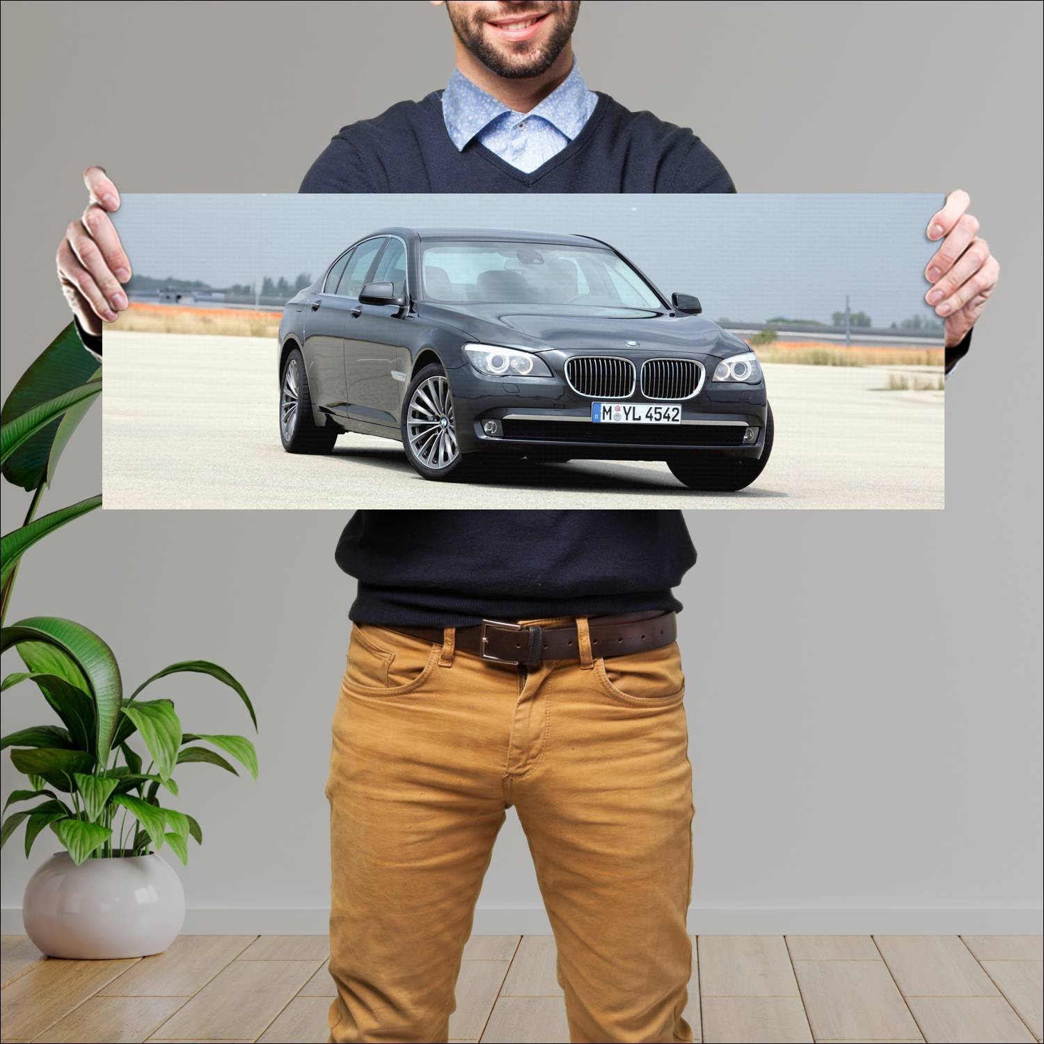 Cuadro grande 30x80cm 2008 bmw 7 series auto 597 Bmw