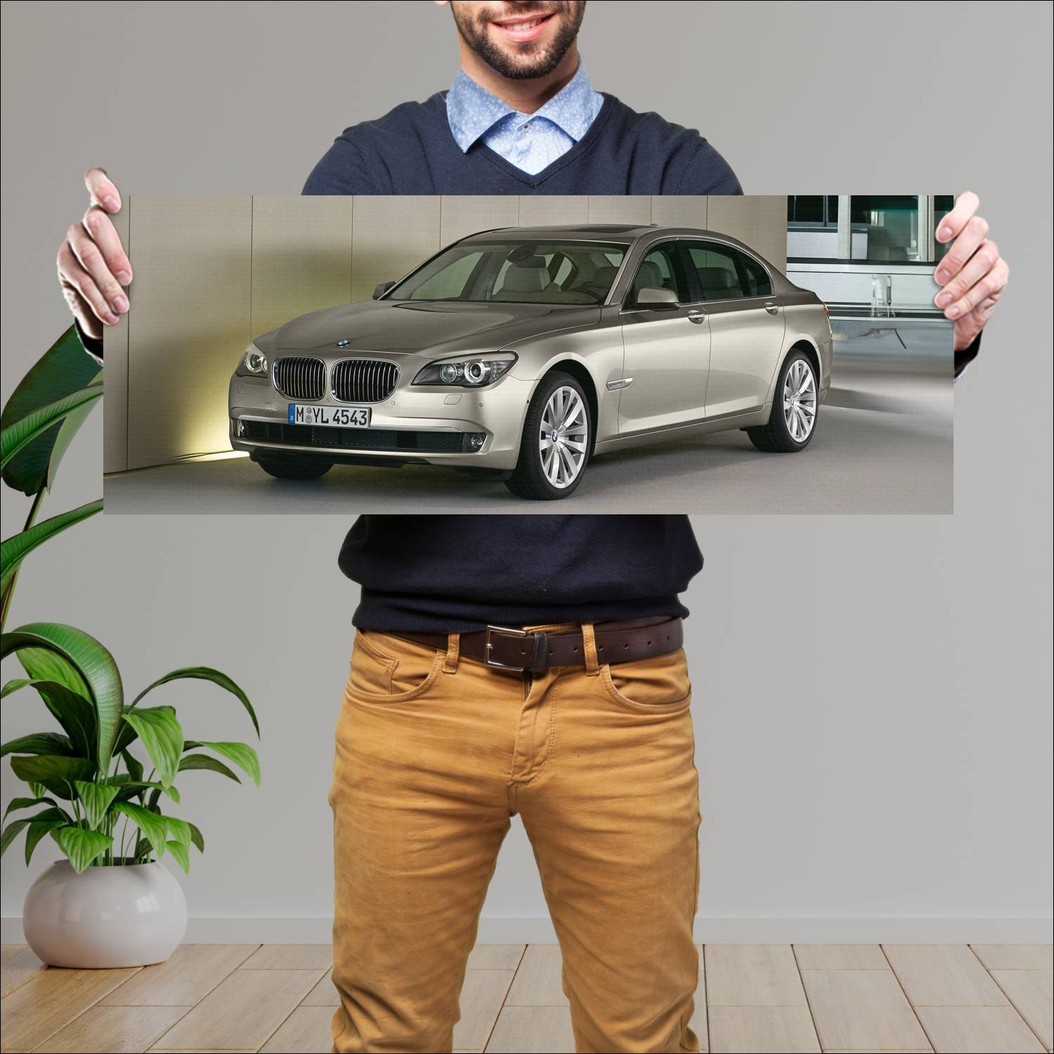 Cuadro grande 30x80cm 2008 bmw 7 series lwb auto 600 Bmw