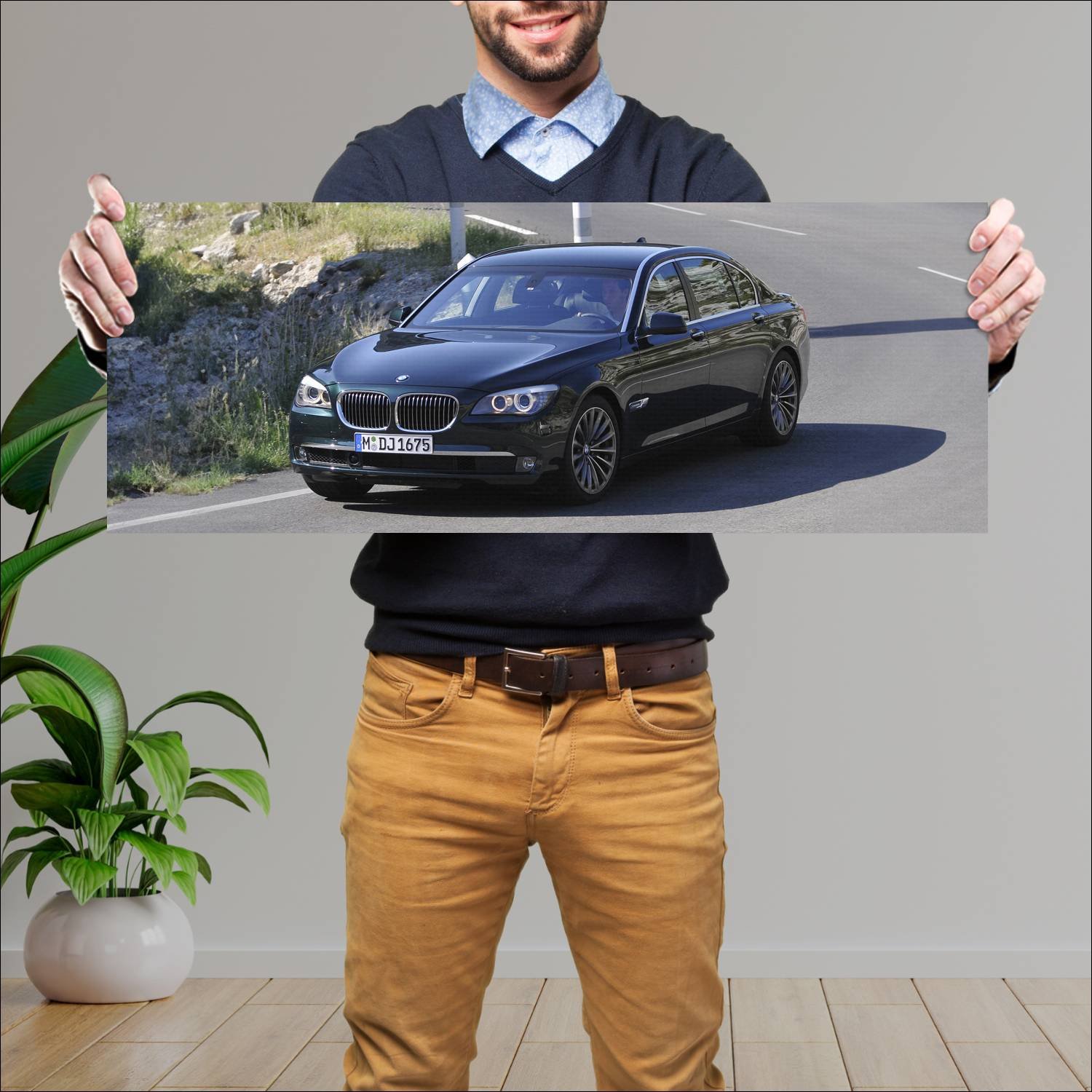 Cuadro grande 30x80cm 2008 bmw 7 series lwb auto 601 Bmw