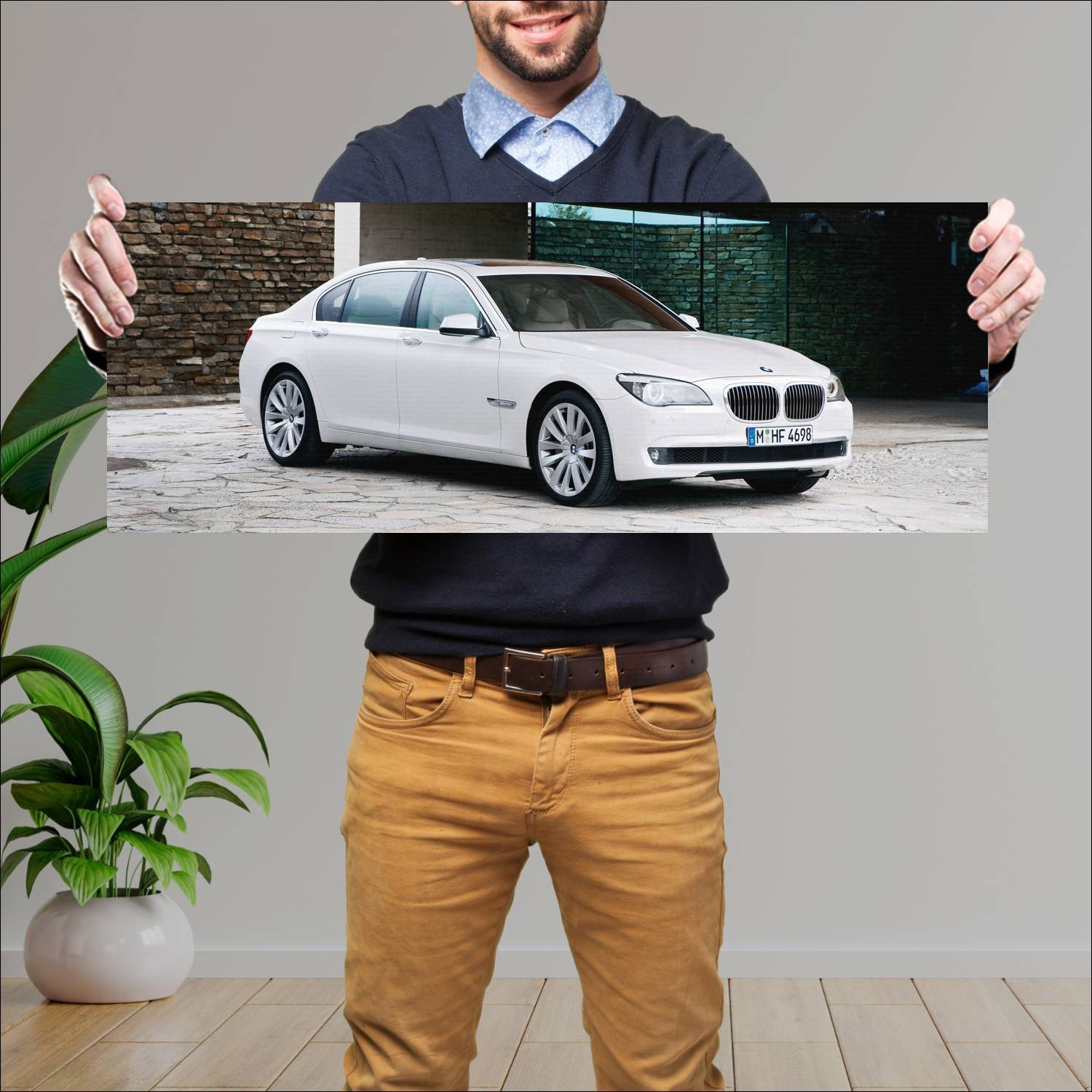 Cuadro grande 30x80cm 2008 bmw 7 series lwb auto 602 Bmw