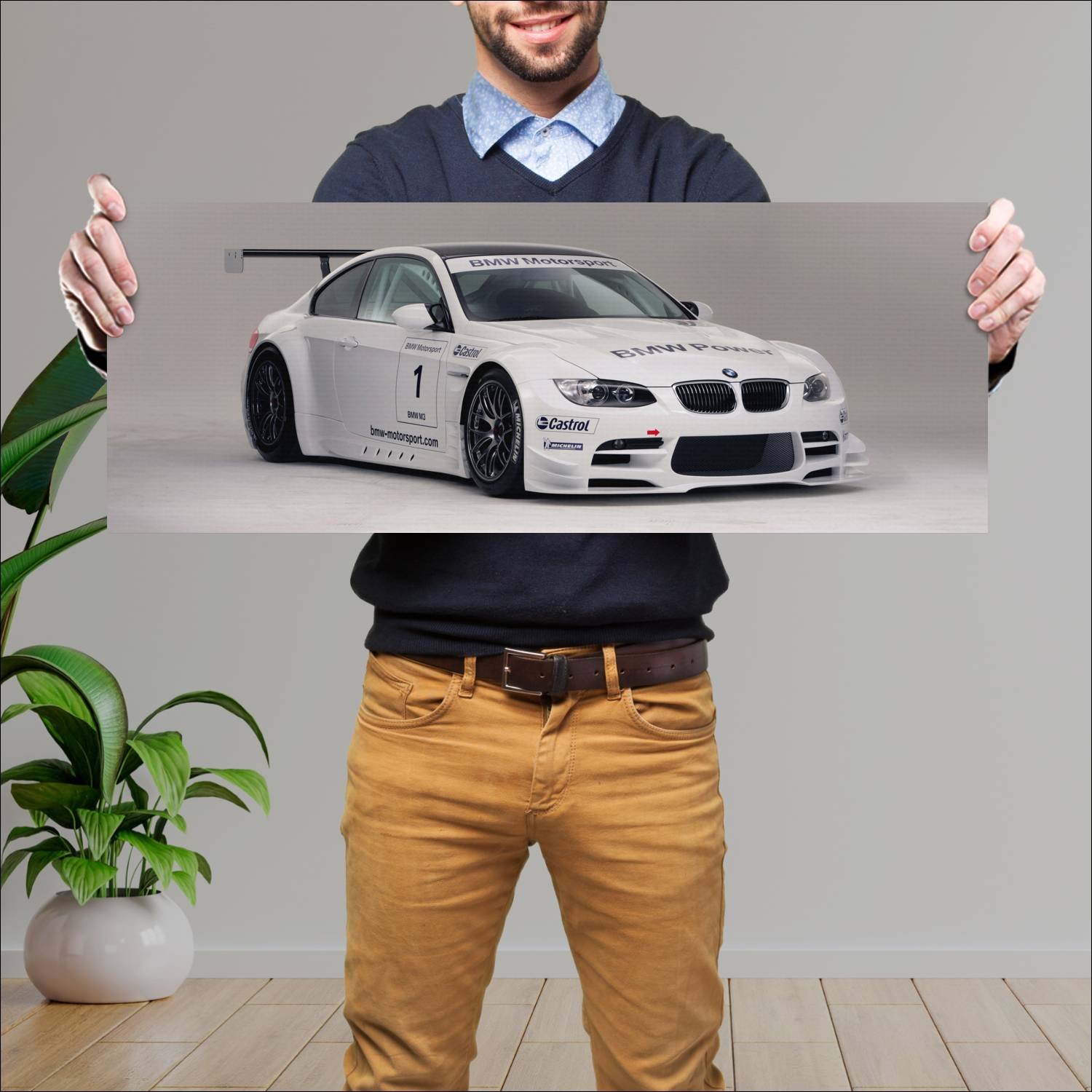 Cuadro grande 30x80cm 2008 bmw m3 alms auto 610 Bmw