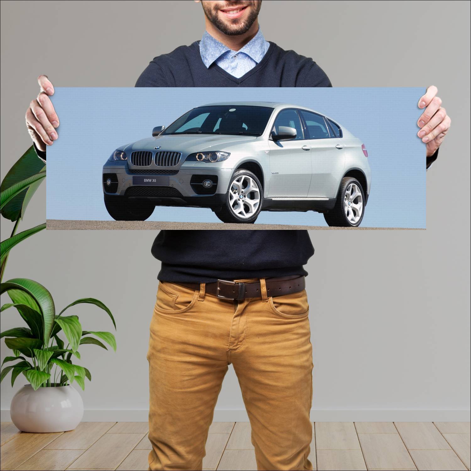 Cuadro grande 30x80cm 2008 bmw x6 za auto 634 Bmw