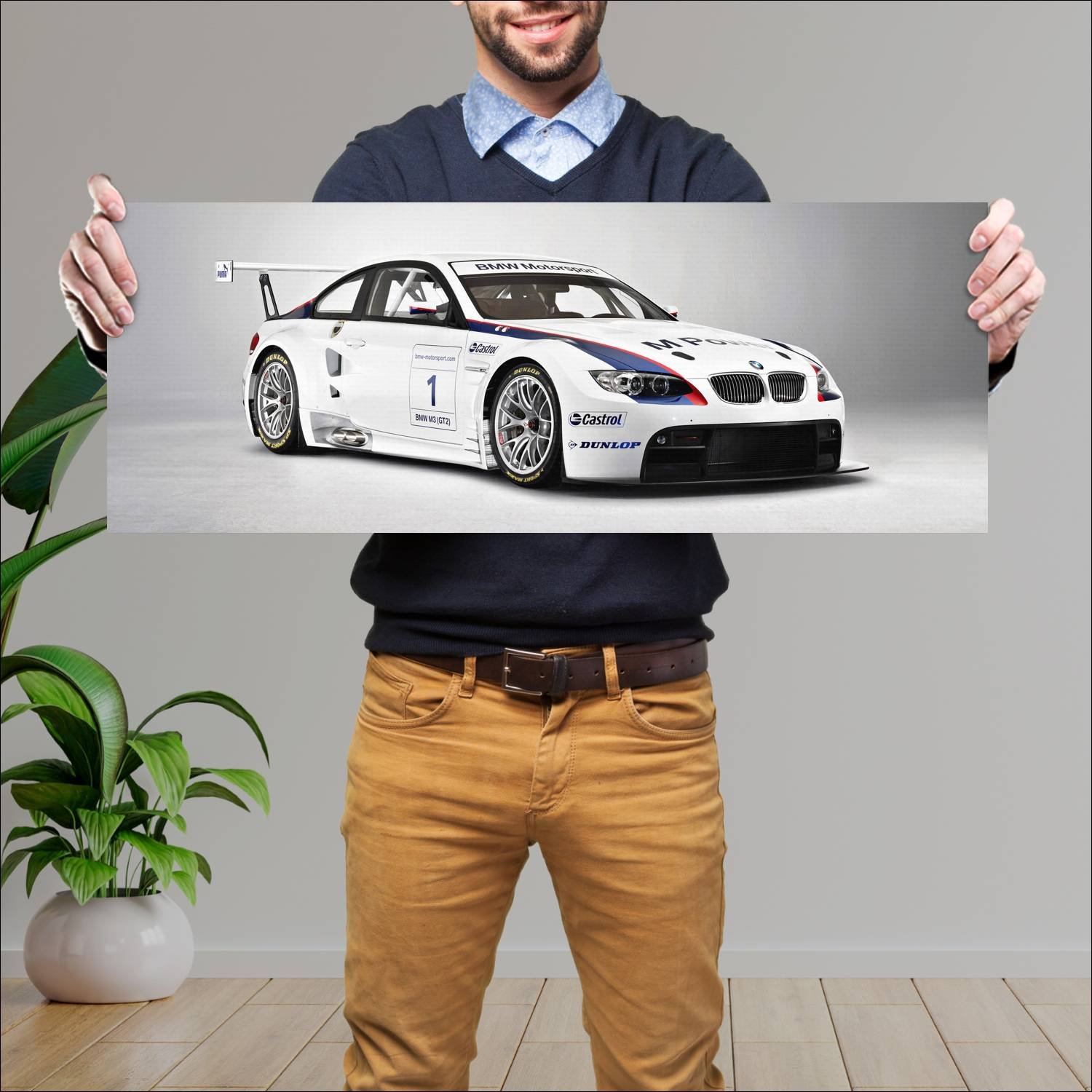 Cuadro grande 30x80cm 2009 bmw m3 gt2 auto 669 Bmw