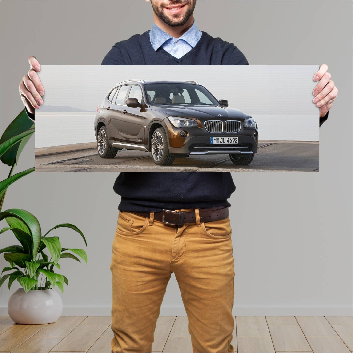 Cuadro grande 30x80cm 2009 bmw x1 auto 679 Bmw