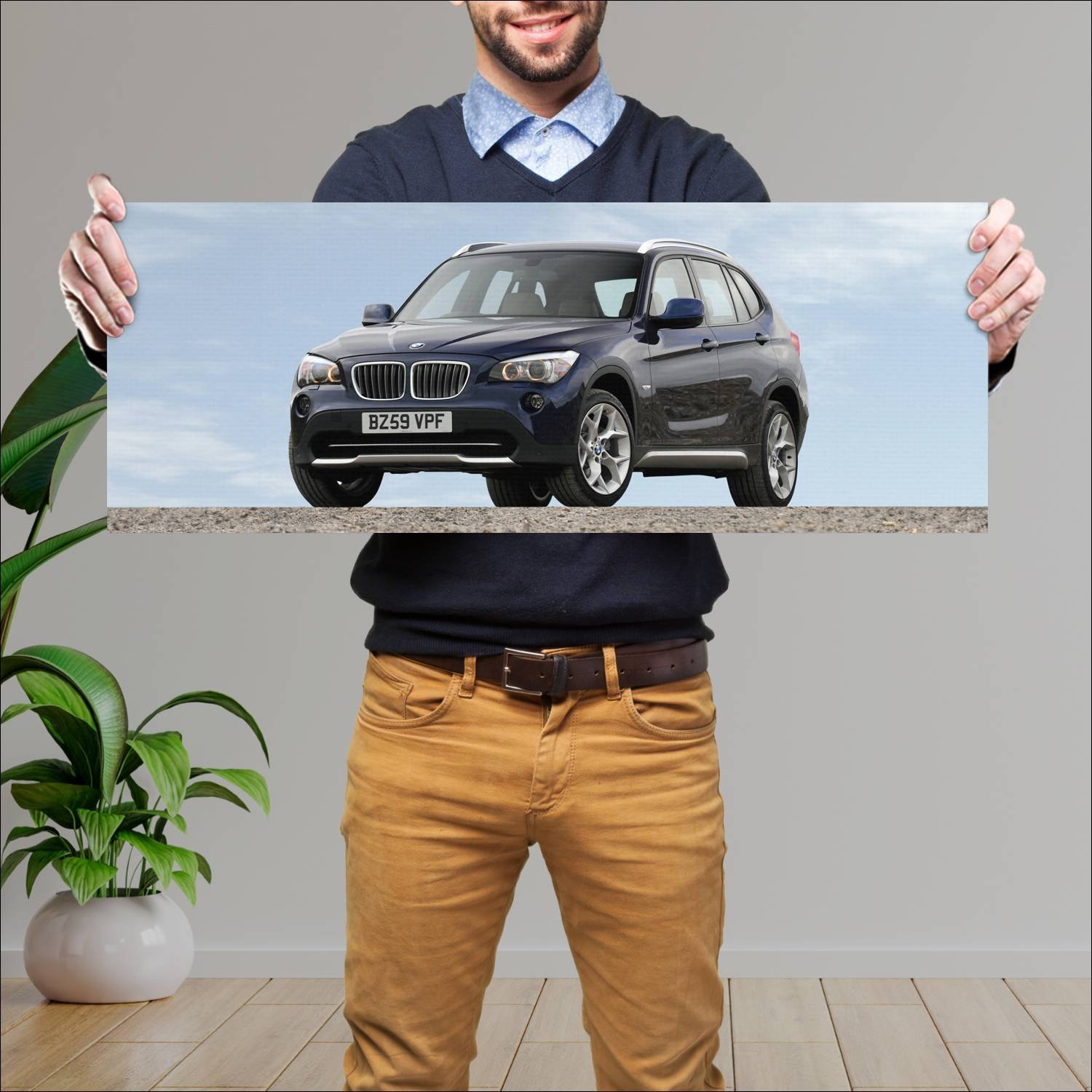 Cuadro grande 30x80cm 2009 bmw x1 uk auto 681 Bmw