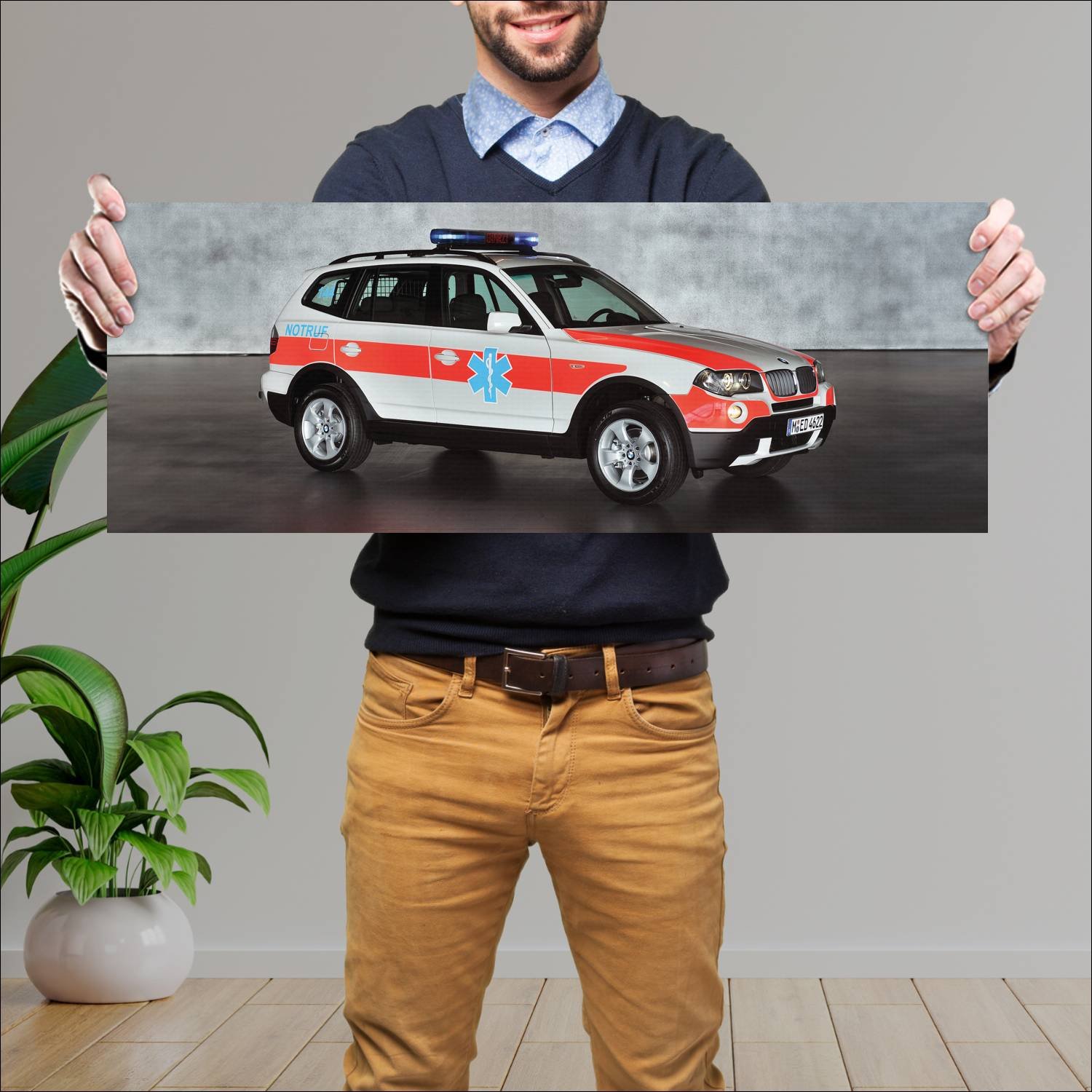 Cuadro grande 30x80cm 2009 bmw x3 notruf auto 682 Bmw