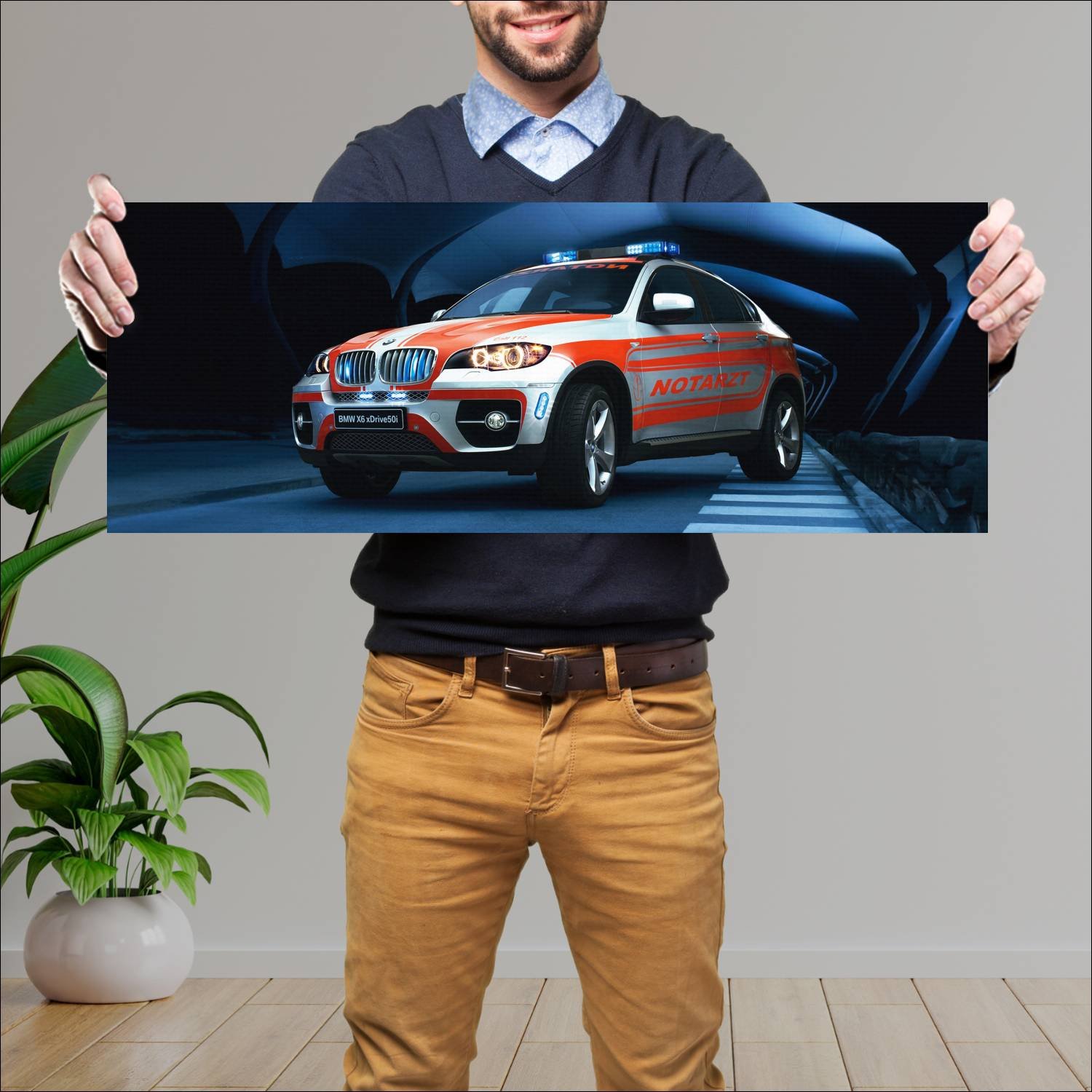 Cuadro grande 30x80cm 2009 bmw x6 notarzt auto 699 Bmw