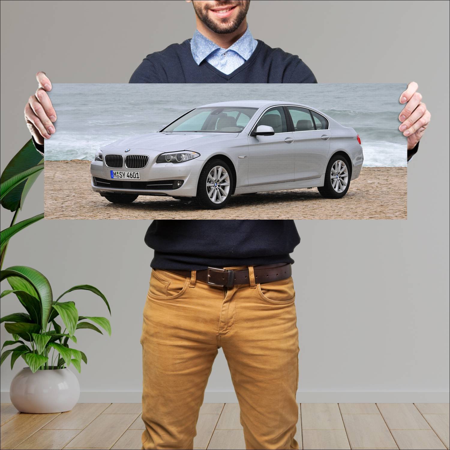 Cuadro grande 30x80cm 2010 bmw 5 series auto 734 Bmw