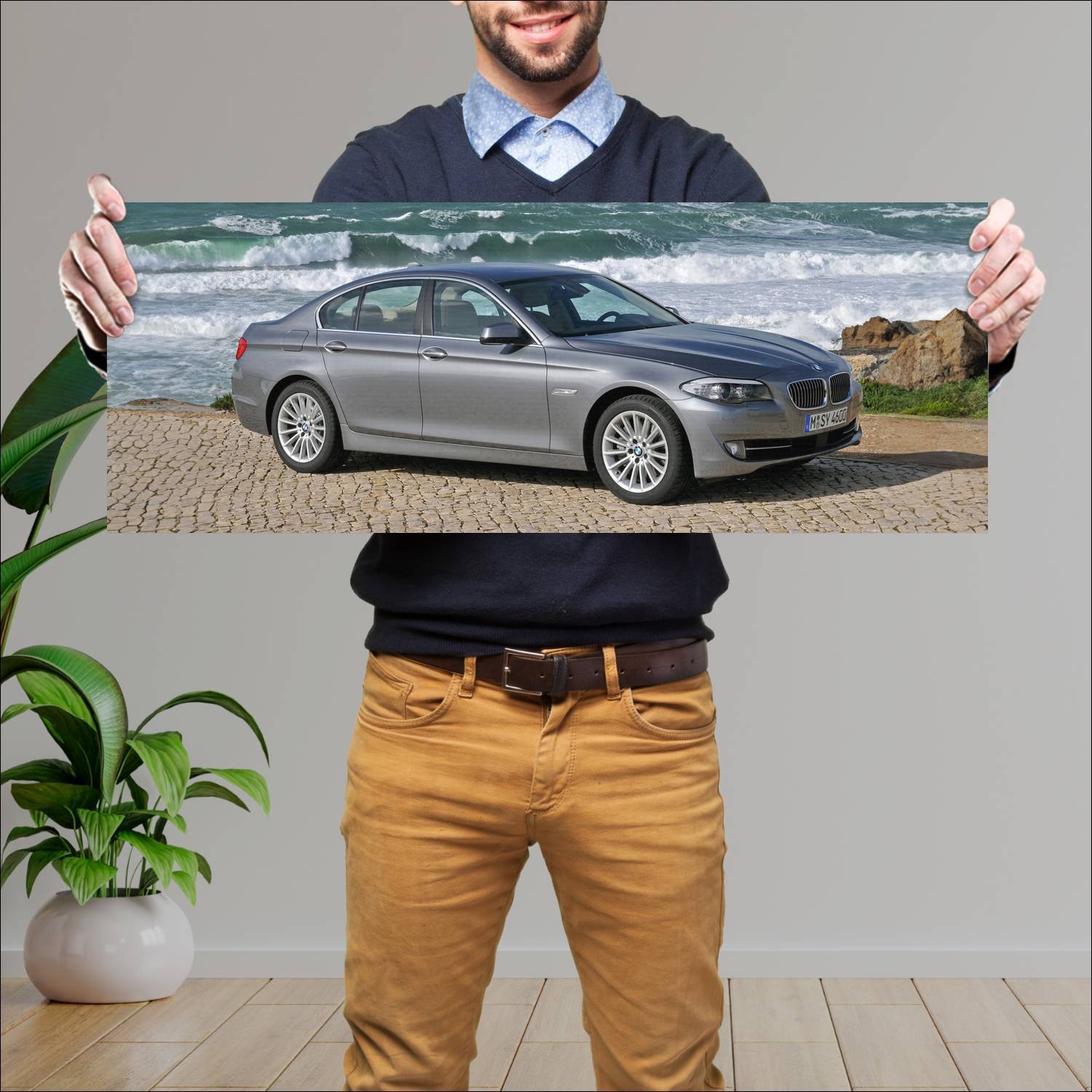 Cuadro grande 30x80cm 2010 bmw 5 series auto 735 Bmw