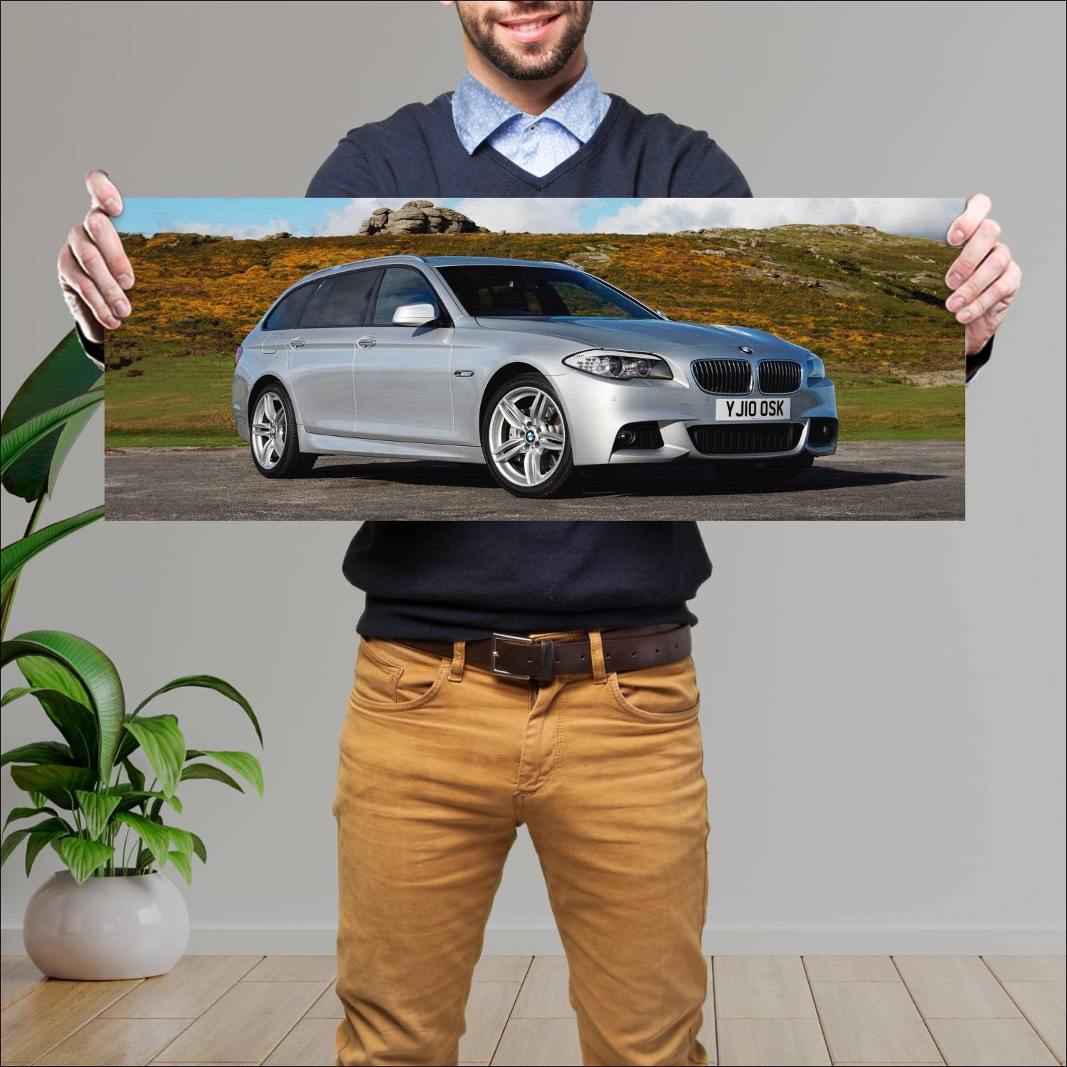 Cuadro grande 30x80cm 2010 bmw 5 series touring m 742 Bmw