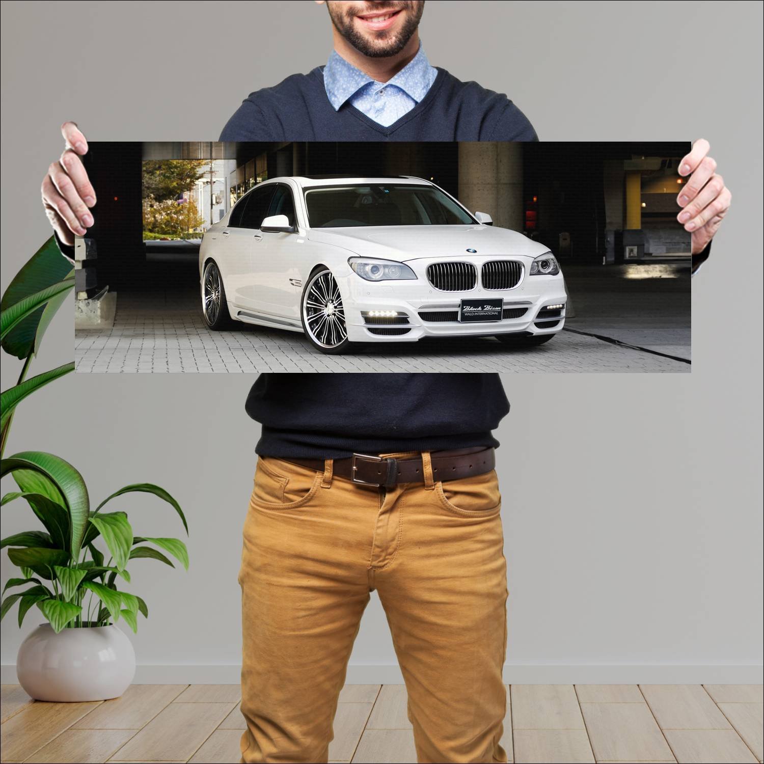 Cuadro grande 30x80cm 2010 bmw 7 series black biso 745 Bmw