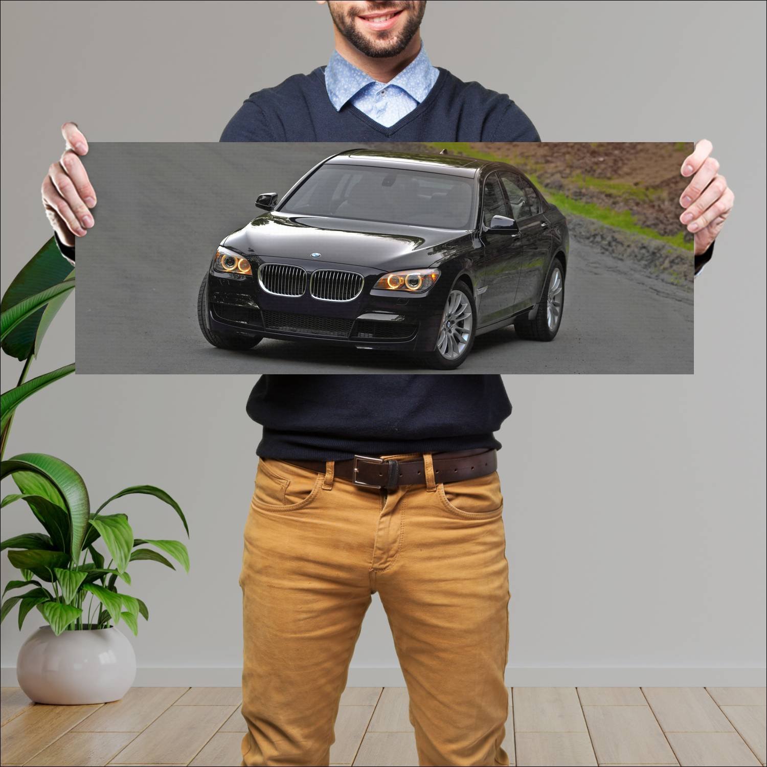 Cuadro grande 30x80cm 2010 bmw 7 series m sport us 748 Bmw