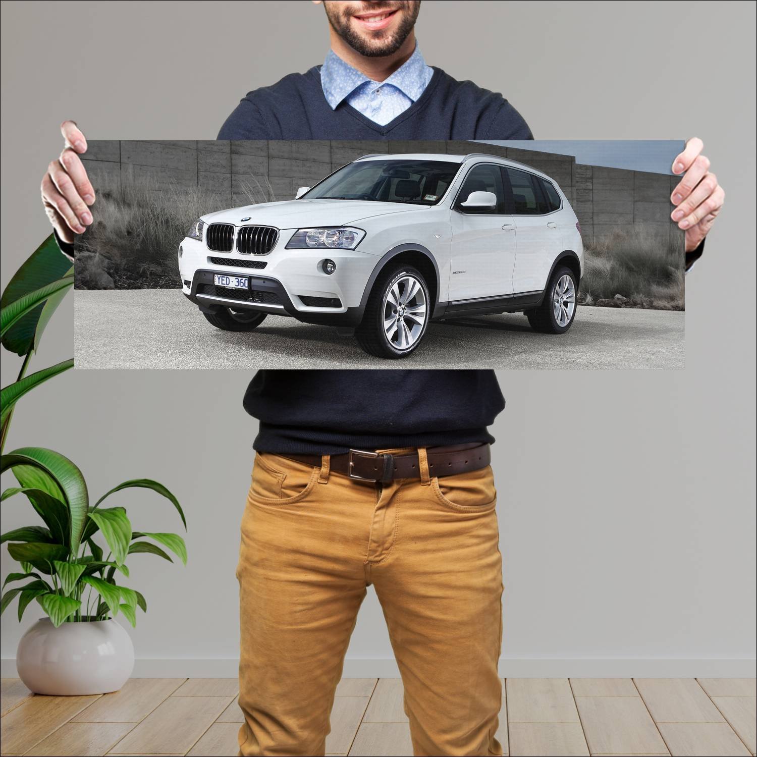 Cuadro grande 30x80cm 2010 bmw x3 au auto 763 Bmw