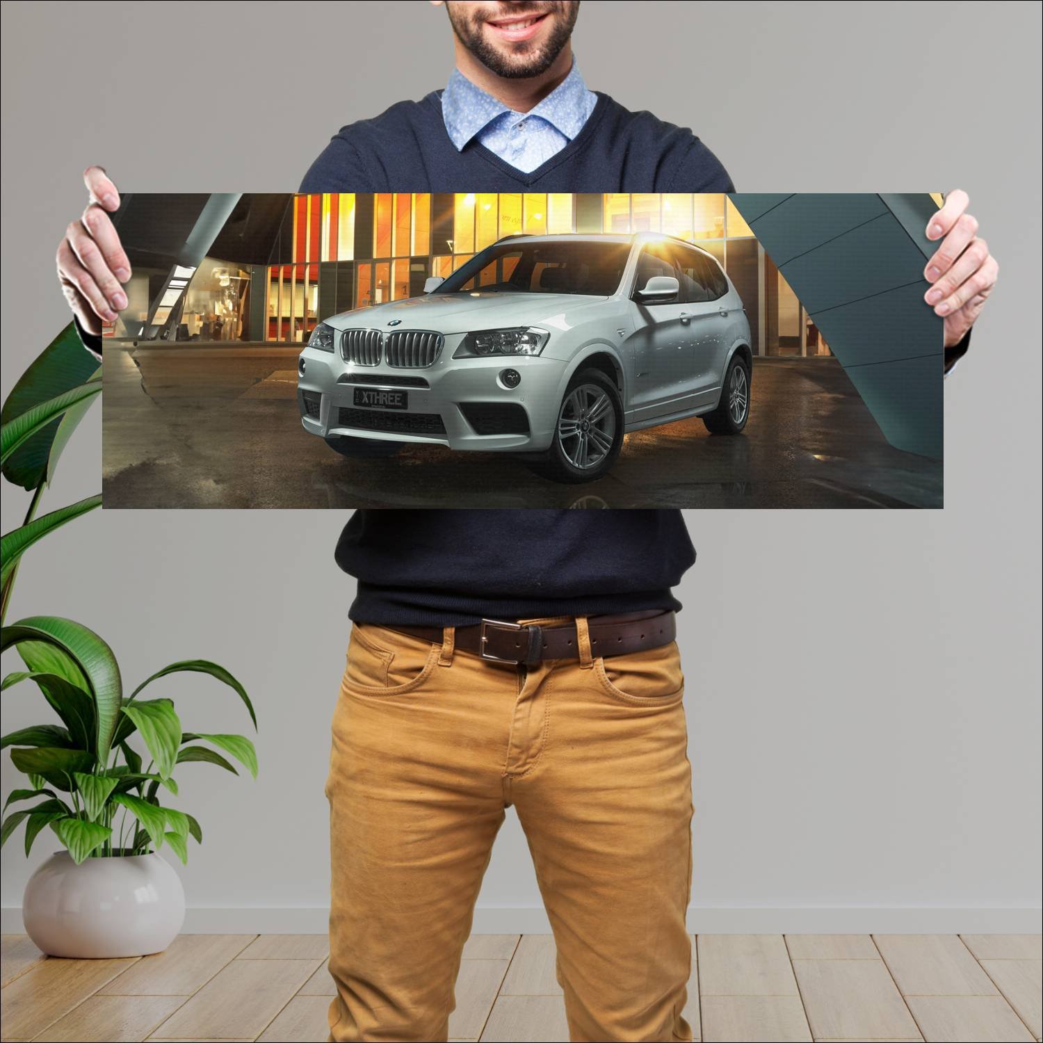 Cuadro grande 30x80cm 2010 bmw x3 m sport au auto 765 Bmw