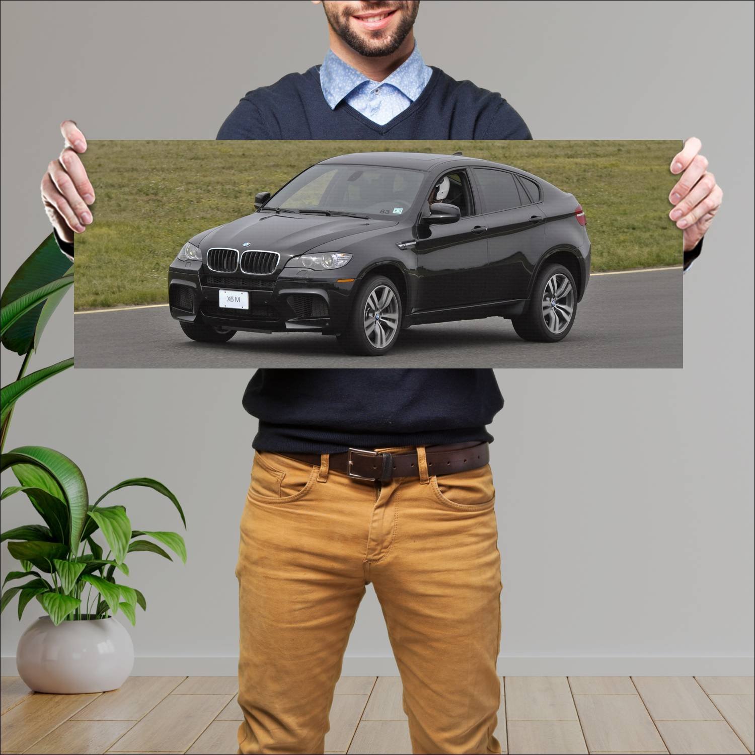 Cuadro grande 30x80cm 2010 bmw x6 m us auto 780 Bmw