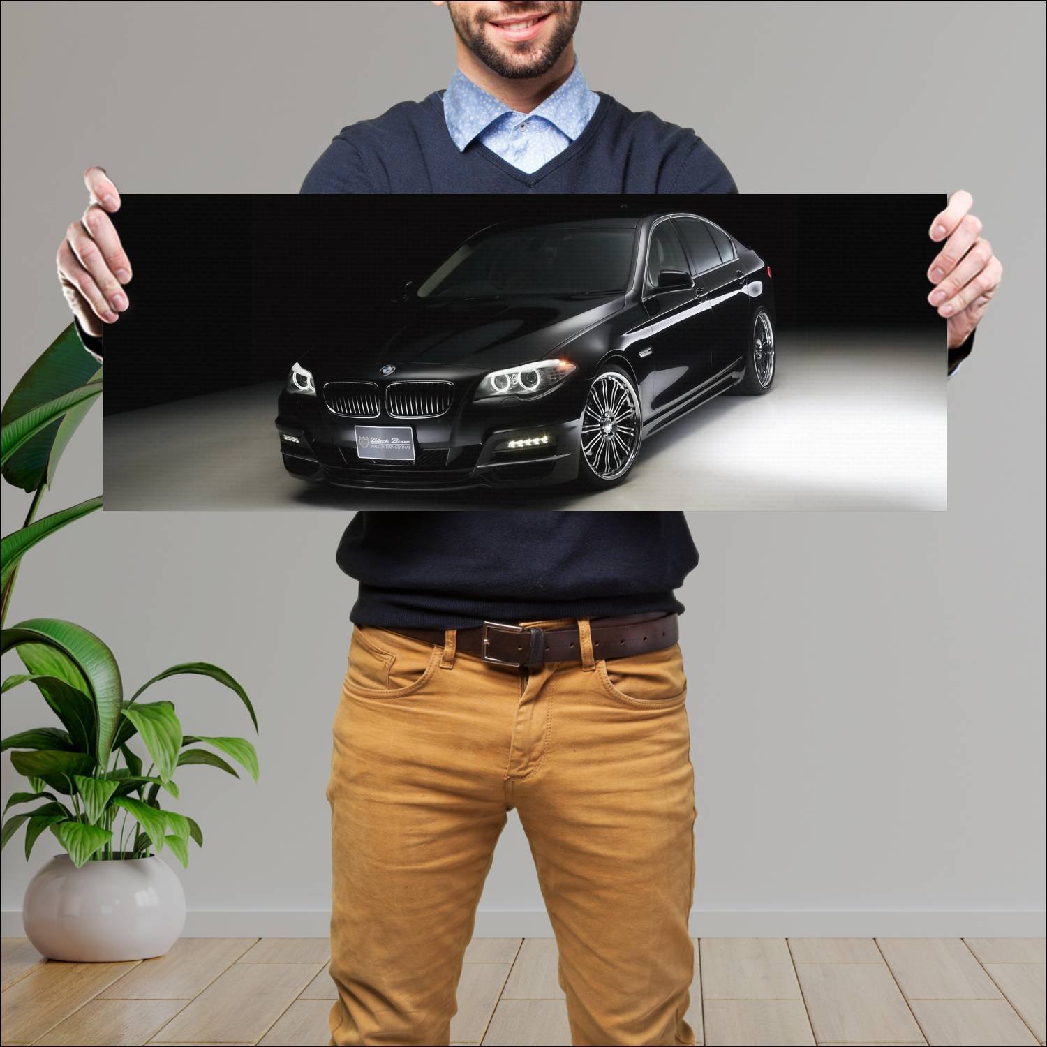 Cuadro grande 30x80cm 2011 bmw 5 series black biso 838 Bmw