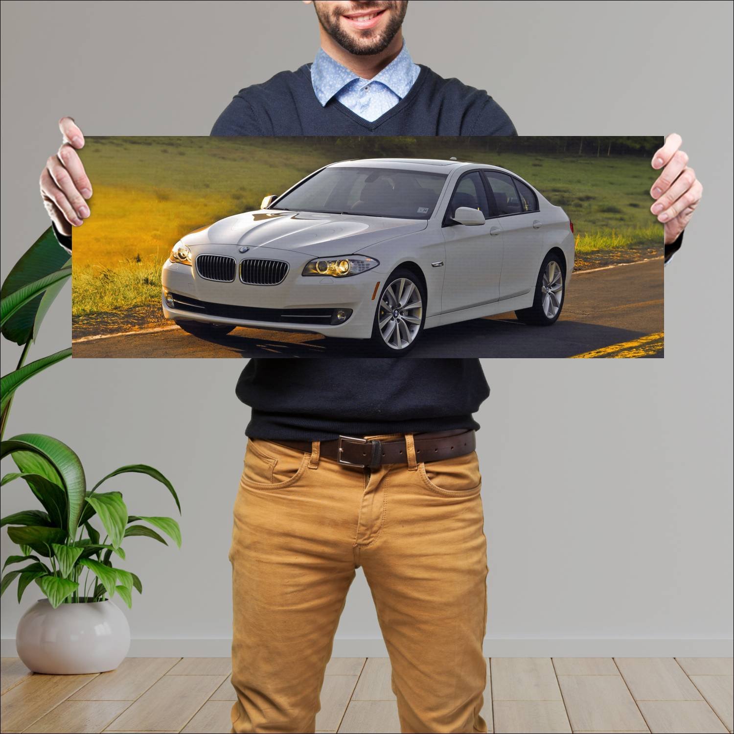 Cuadro grande 30x80cm 2011 bmw 5 series us auto 852 Bmw