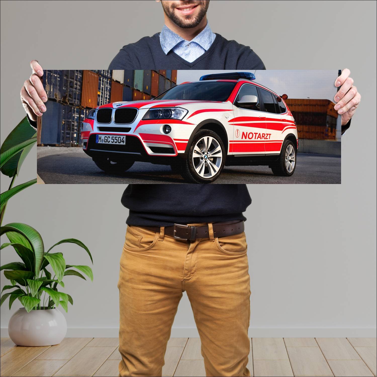 Cuadro grande 30x80cm 2011 bmw x3 notarzt auto 888 Bmw