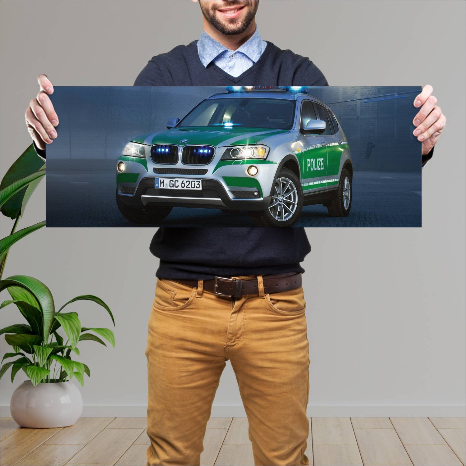 Cuadro grande 30x80cm 2011 bmw x3 polizei auto 889 Bmw