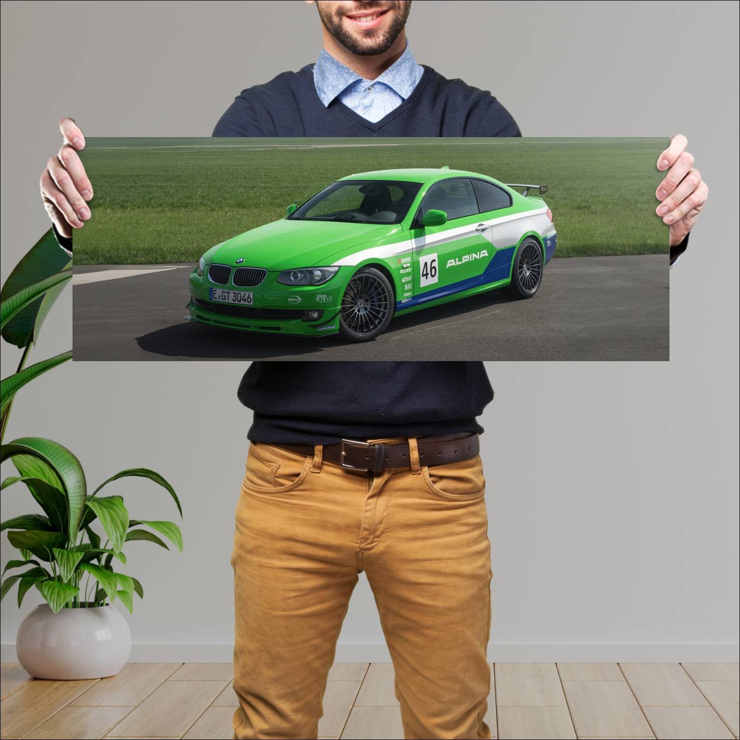 Cuadro grande 30x80cm 2012 alpina b3 gt3 auto 911 Bmw