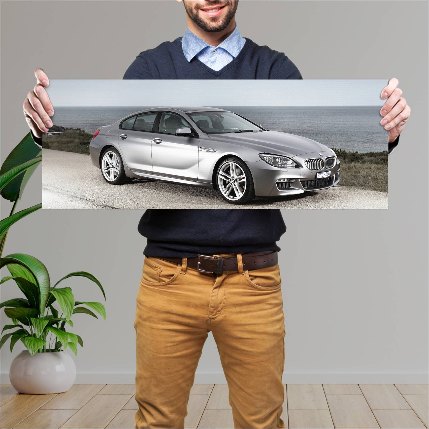 Cuadro grande 30x80cm 2012 bmw 6 series gran coupe 952 Bmw