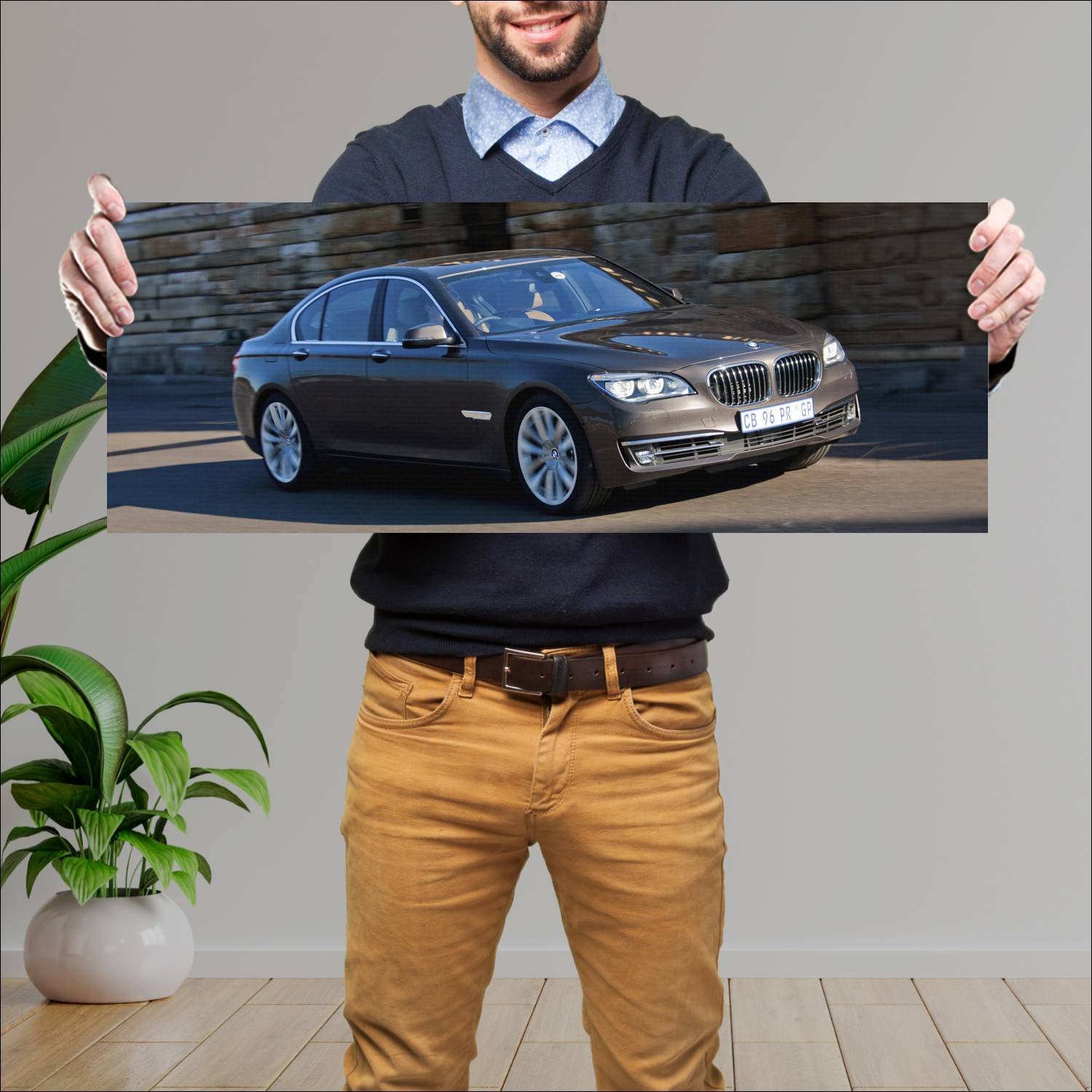 Cuadro grande 30x80cm 2012 bmw 7 series za auto 959 Bmw