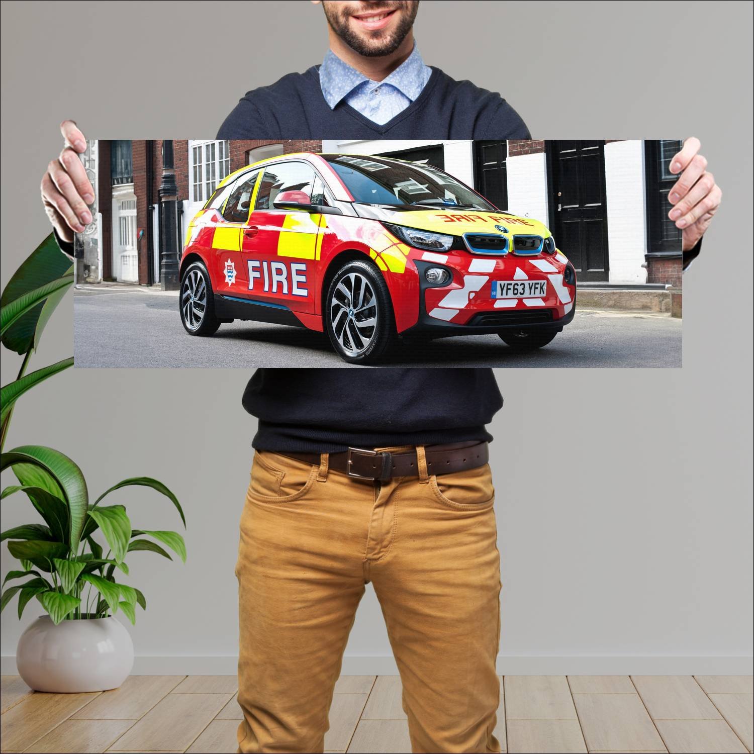 Cuadro grande 30x80cm 2014 bmw i3 fire brigade 357 168 Bmw