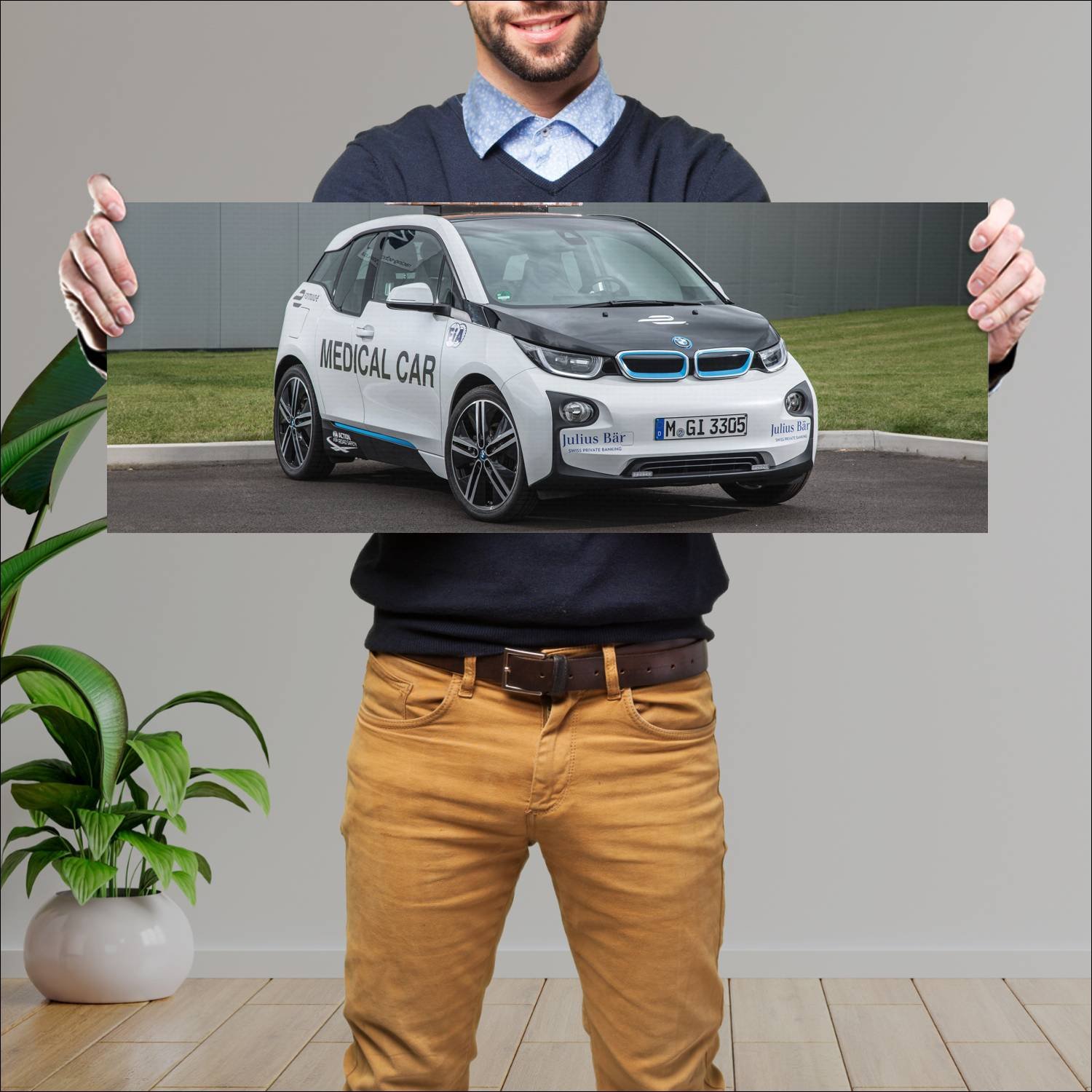 Cuadro grande 30x80cm 2014 bmw i3 formula e medica 169 Bmw
