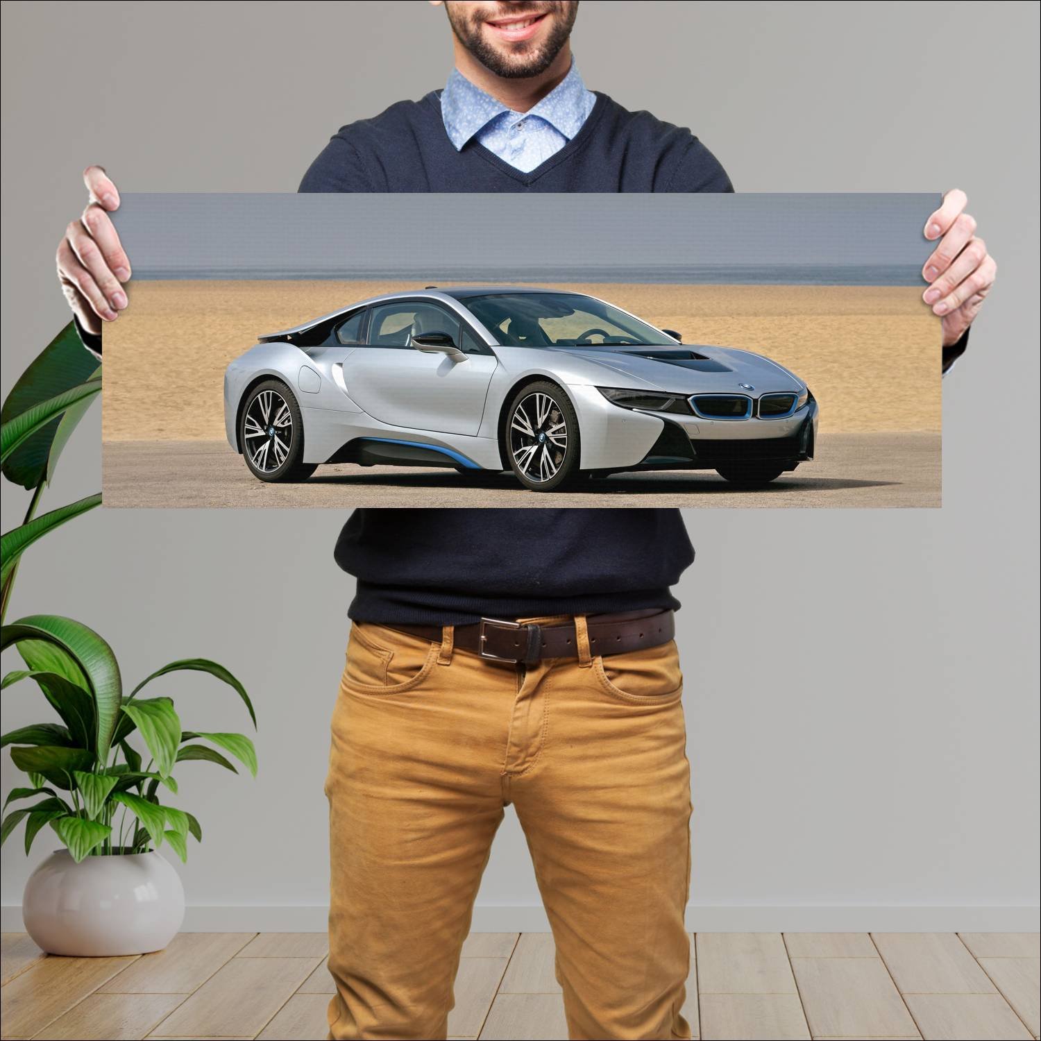 Cuadro grande 30x80cm 2014 bmw i8 auto 170 Bmw