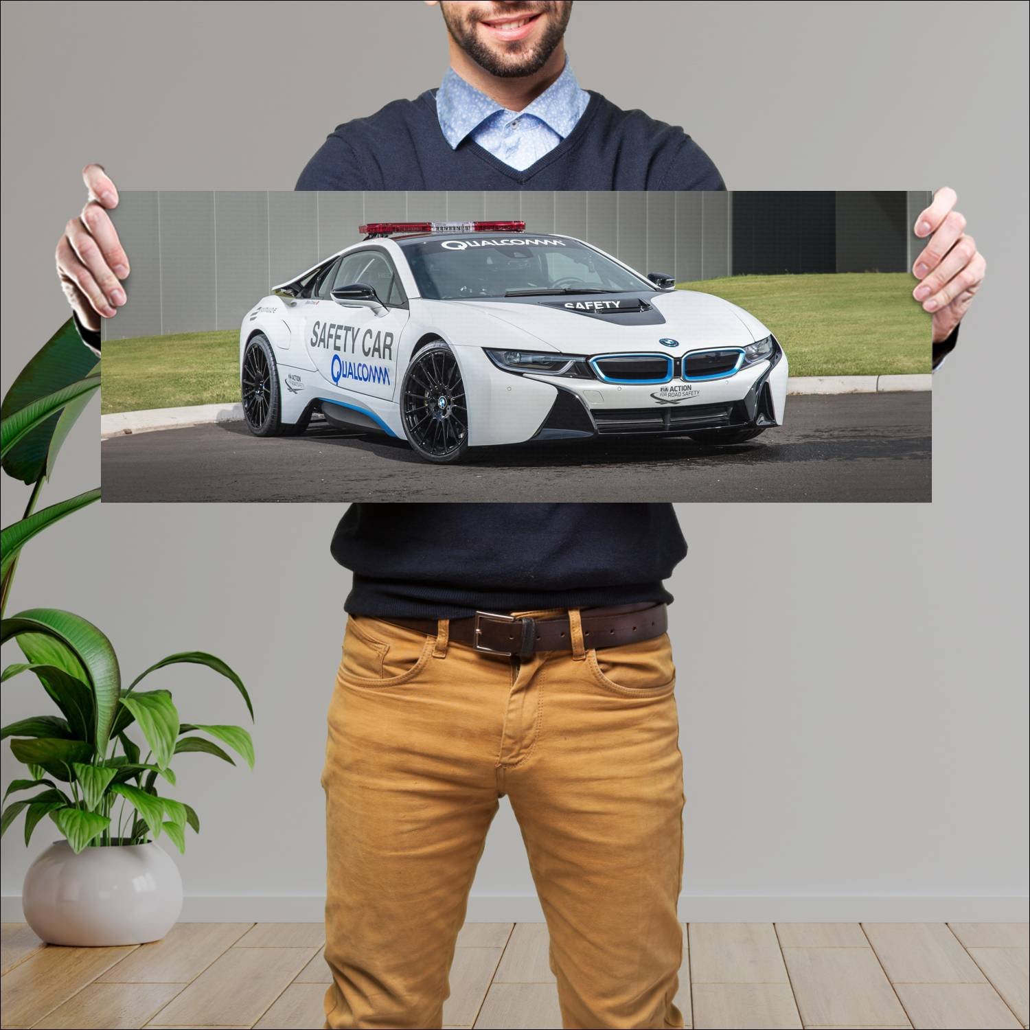 Cuadro grande 30x80cm 2014 bmw i8 formula e safety 173 Bmw