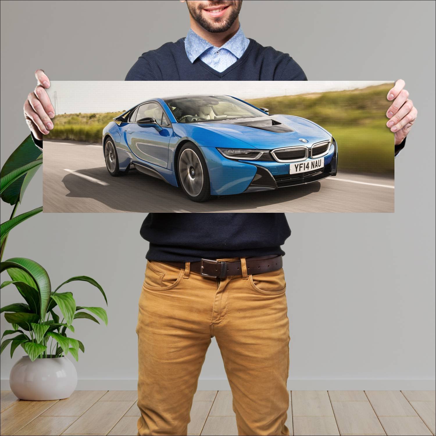 Cuadro grande 30x80cm 2014 bmw i8 uk auto 175 Bmw