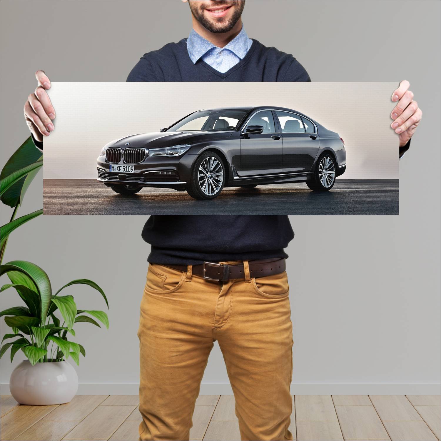 Cuadro grande 30x80cm 2015 bmw 7 series lwb auto 290 Bmw