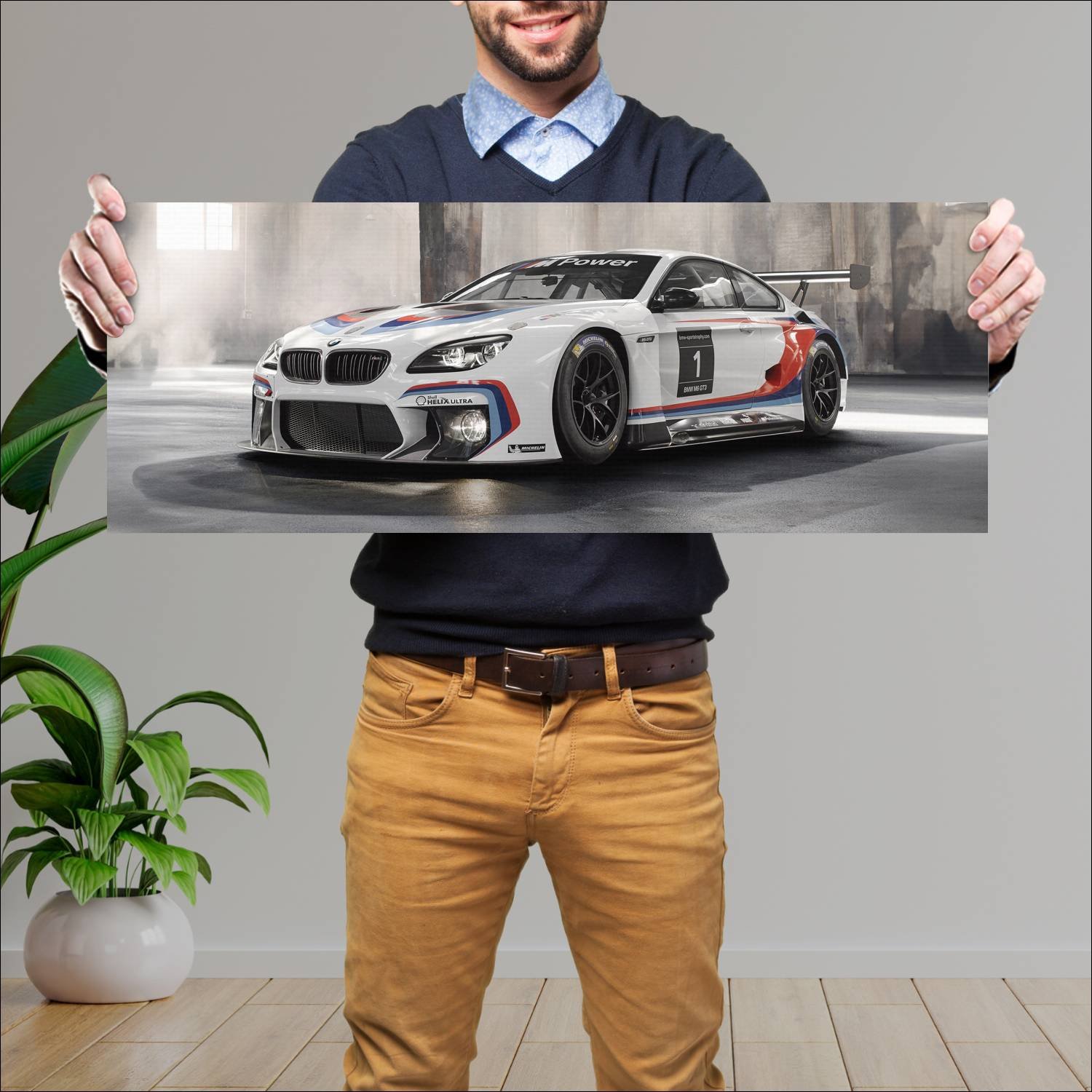 Cuadro grande 30x80cm 2015 bmw m6 gt3 auto 338 Bmw