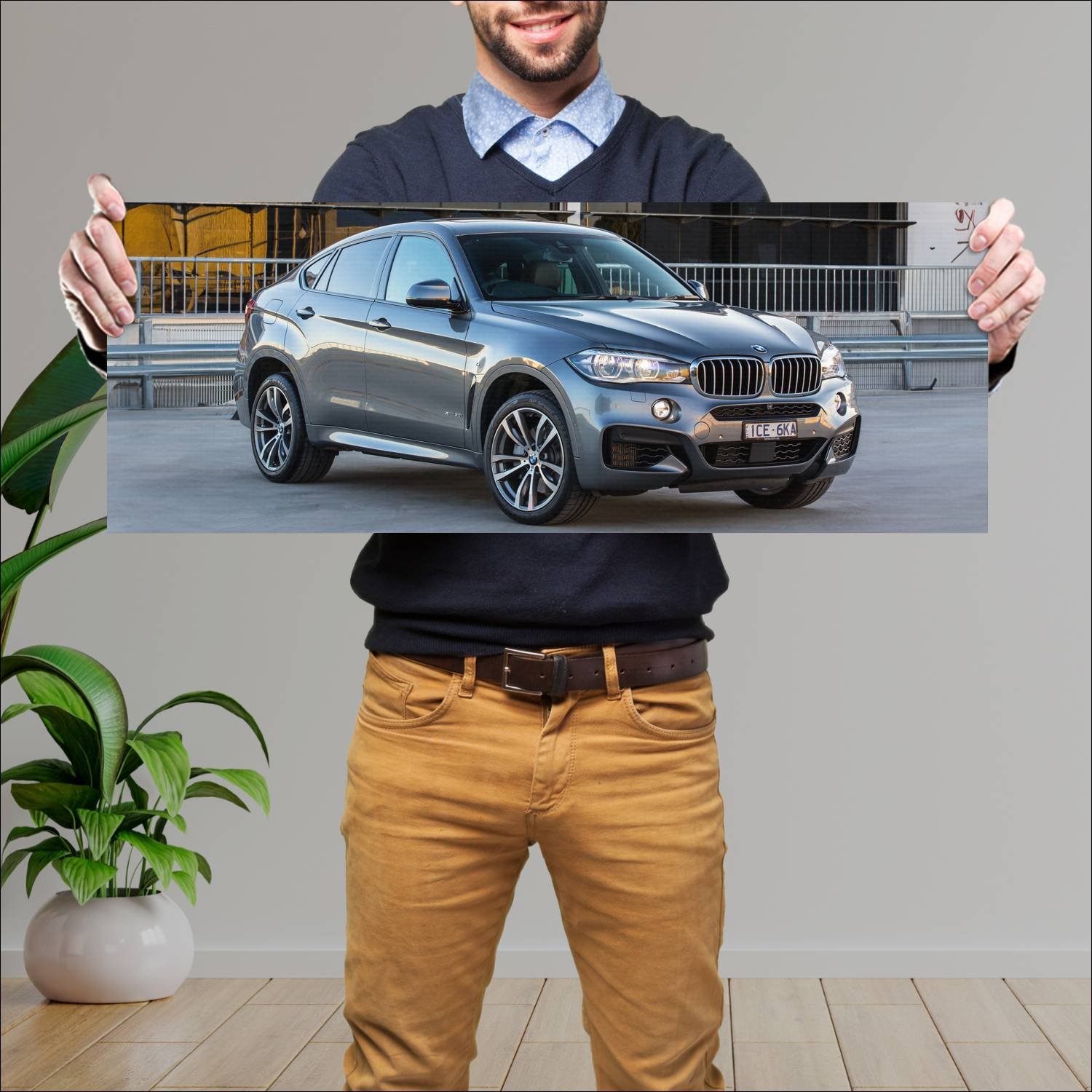 Cuadro grande 30x80cm 2015 bmw x6 m sport au auto 350 Bmw