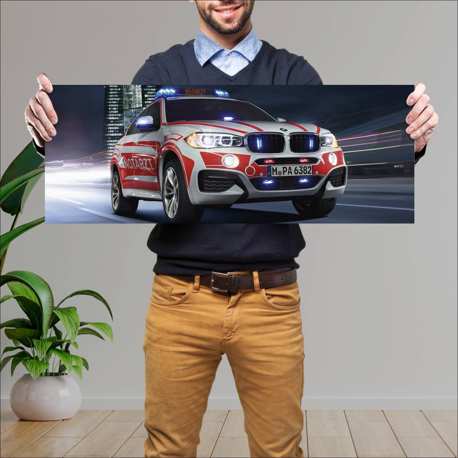 Cuadro grande 30x80cm 2015 bmw x6 m sport notarzt 351 Bmw