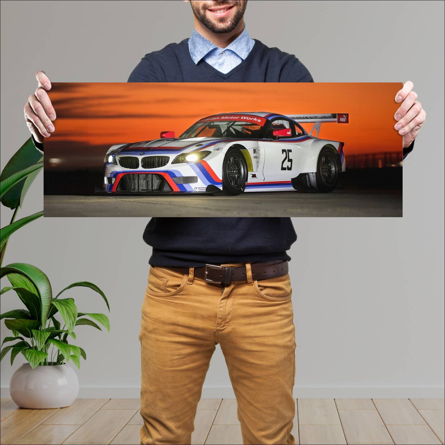 Cuadro grande 30x80cm 2015 bmw z4 gtlm auto 356 Bmw
