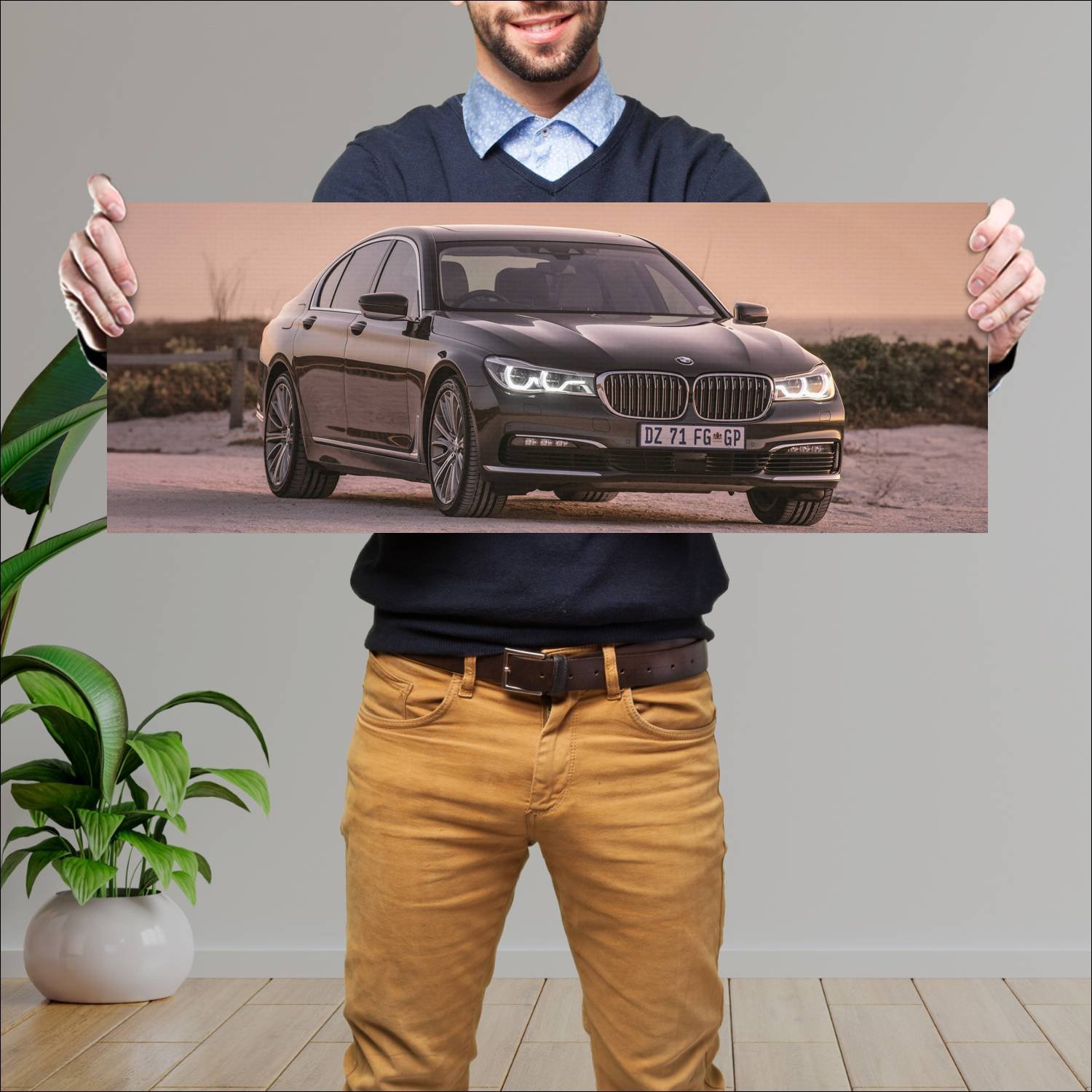 Cuadro grande 30x80cm 2016 bmw 7 series za auto 399 Bmw