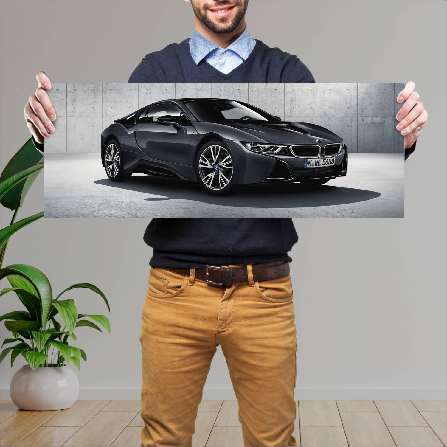 Cuadro grande 30x80cm 2016 bmw i8 protonic dark si 407 Bmw