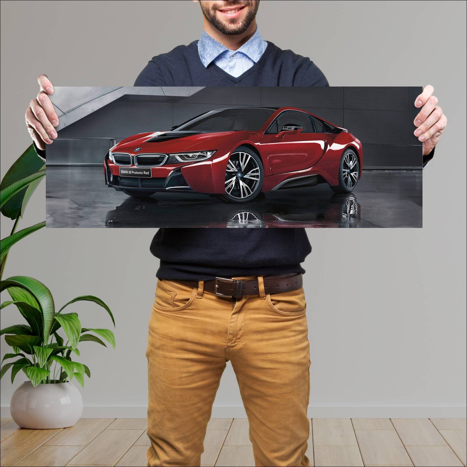 Cuadro grande 30x80cm 2016 bmw i8 protonic red edi 408 Bmw